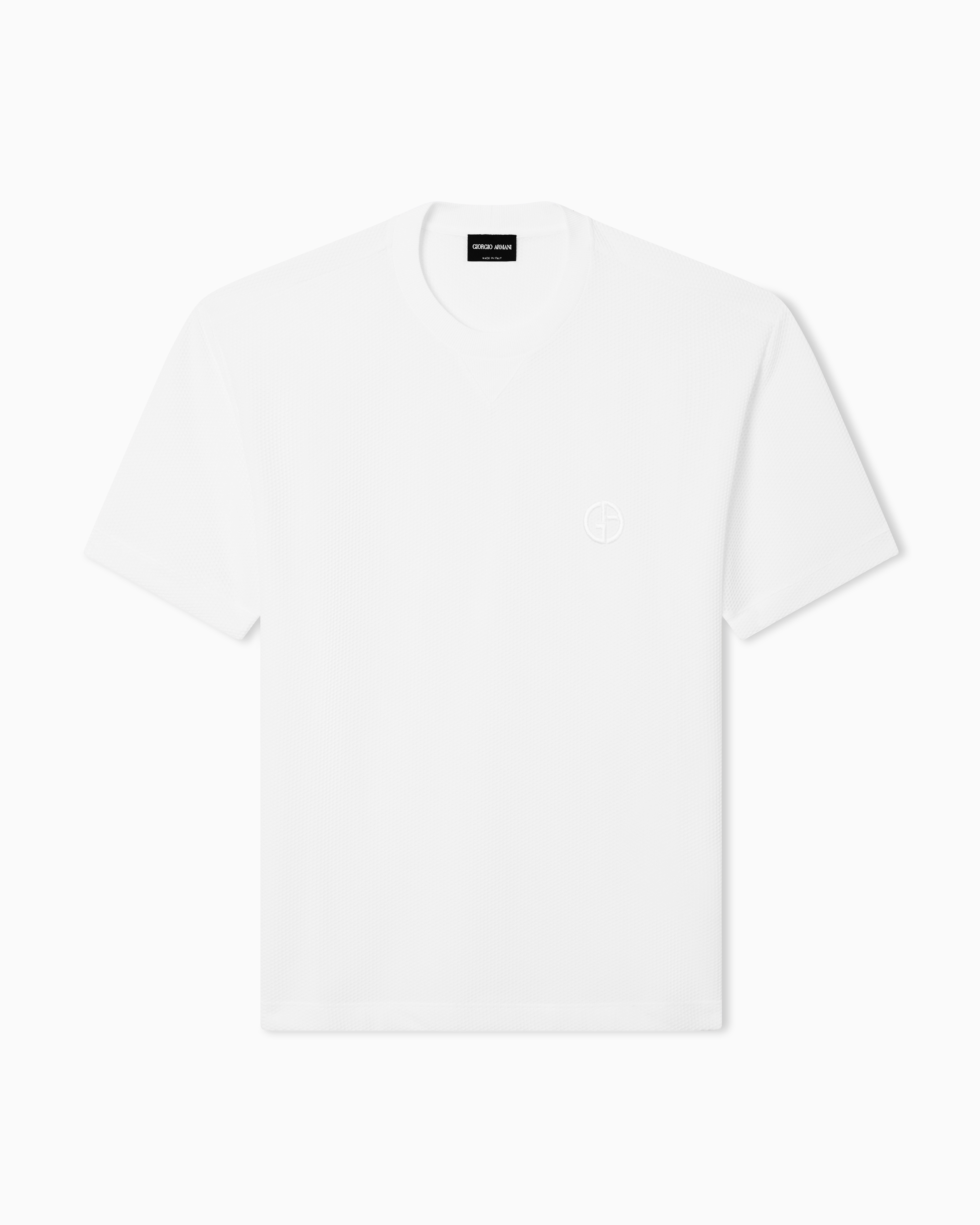 Giorgio Armani White Technical Waffle T-Shirt