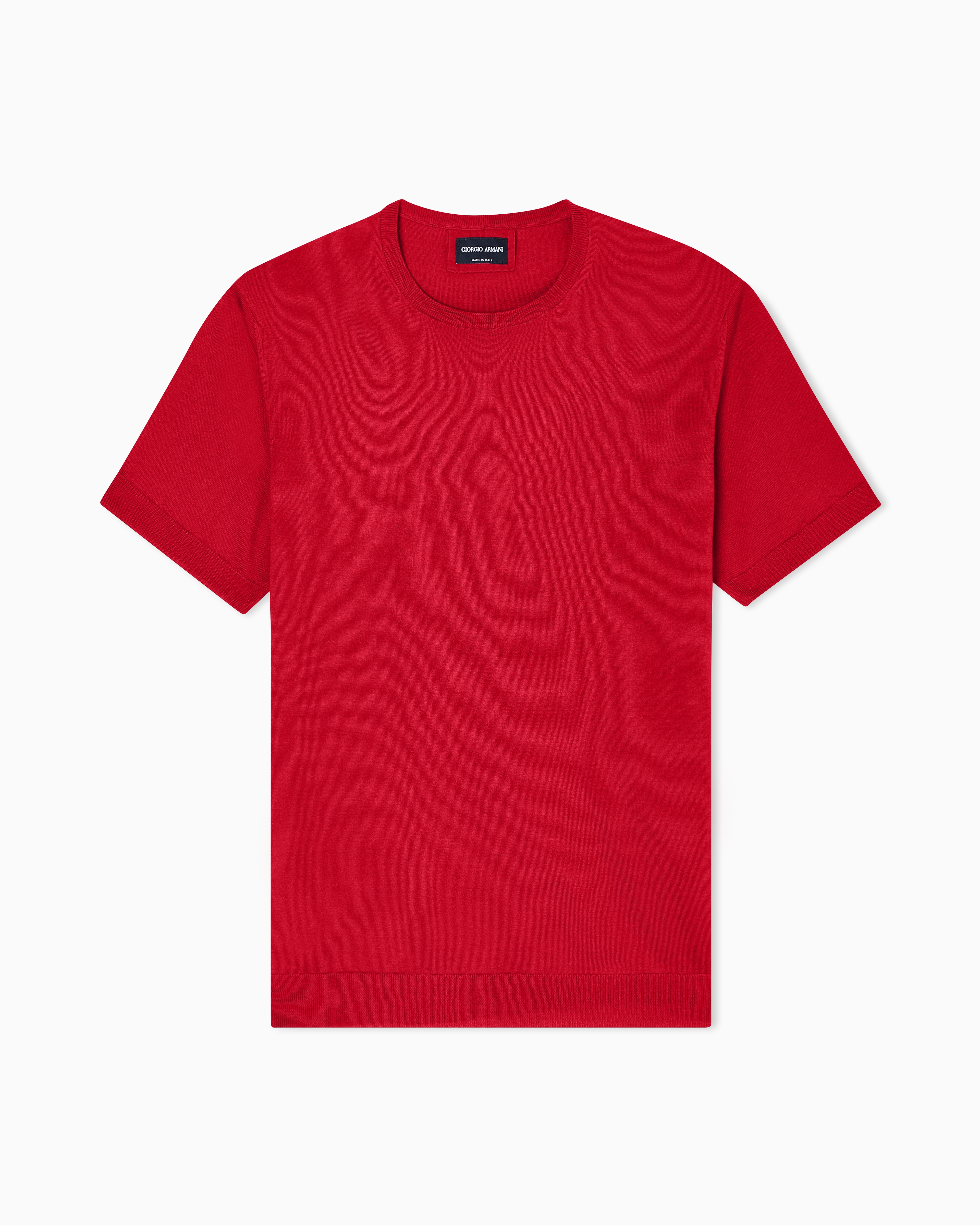 Giorgio Armani Red Slim-Fit Sweater In Plain Knit Silk And Cotton