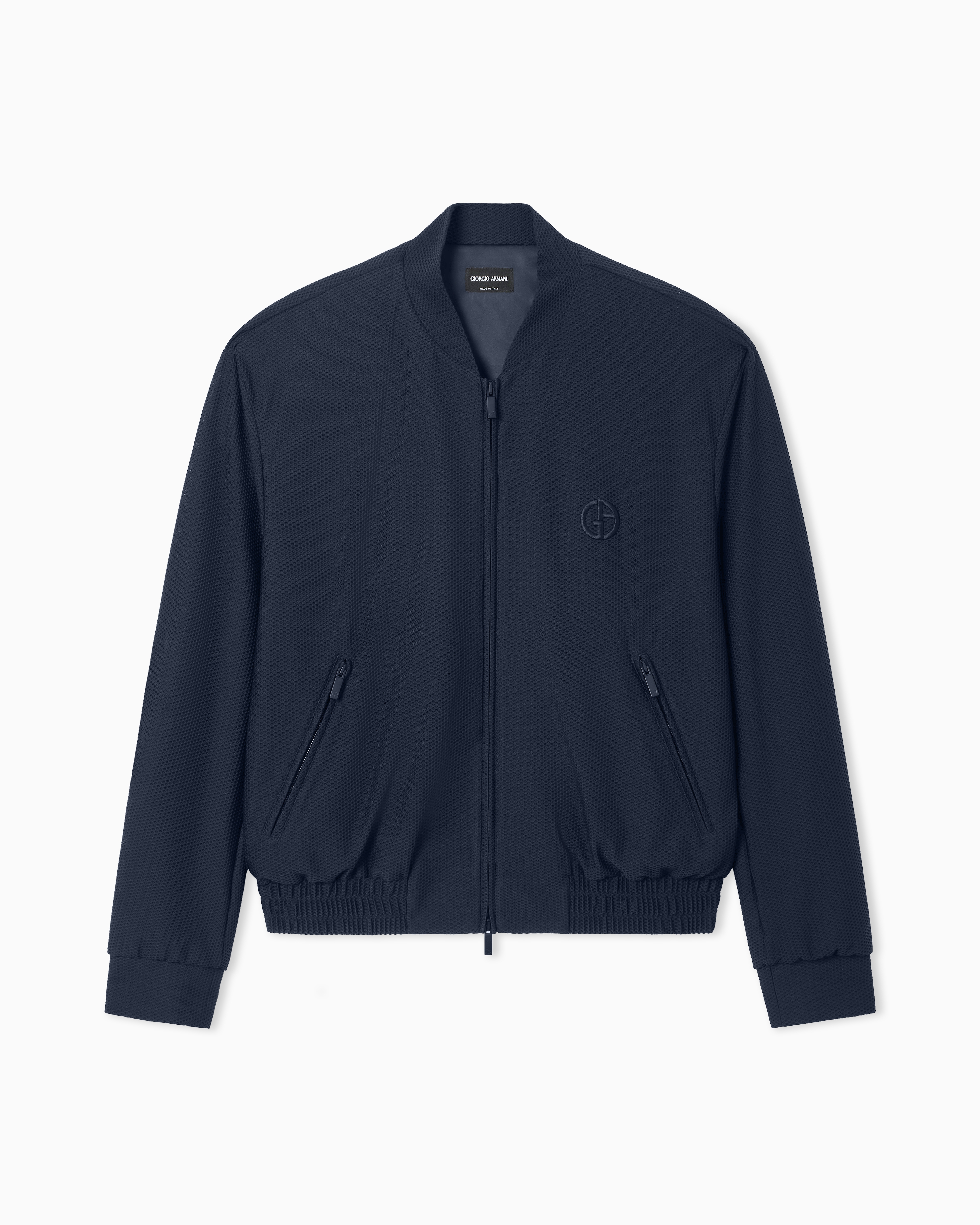 Giorgio Armani Navy Blue Technical Waffle Blouson