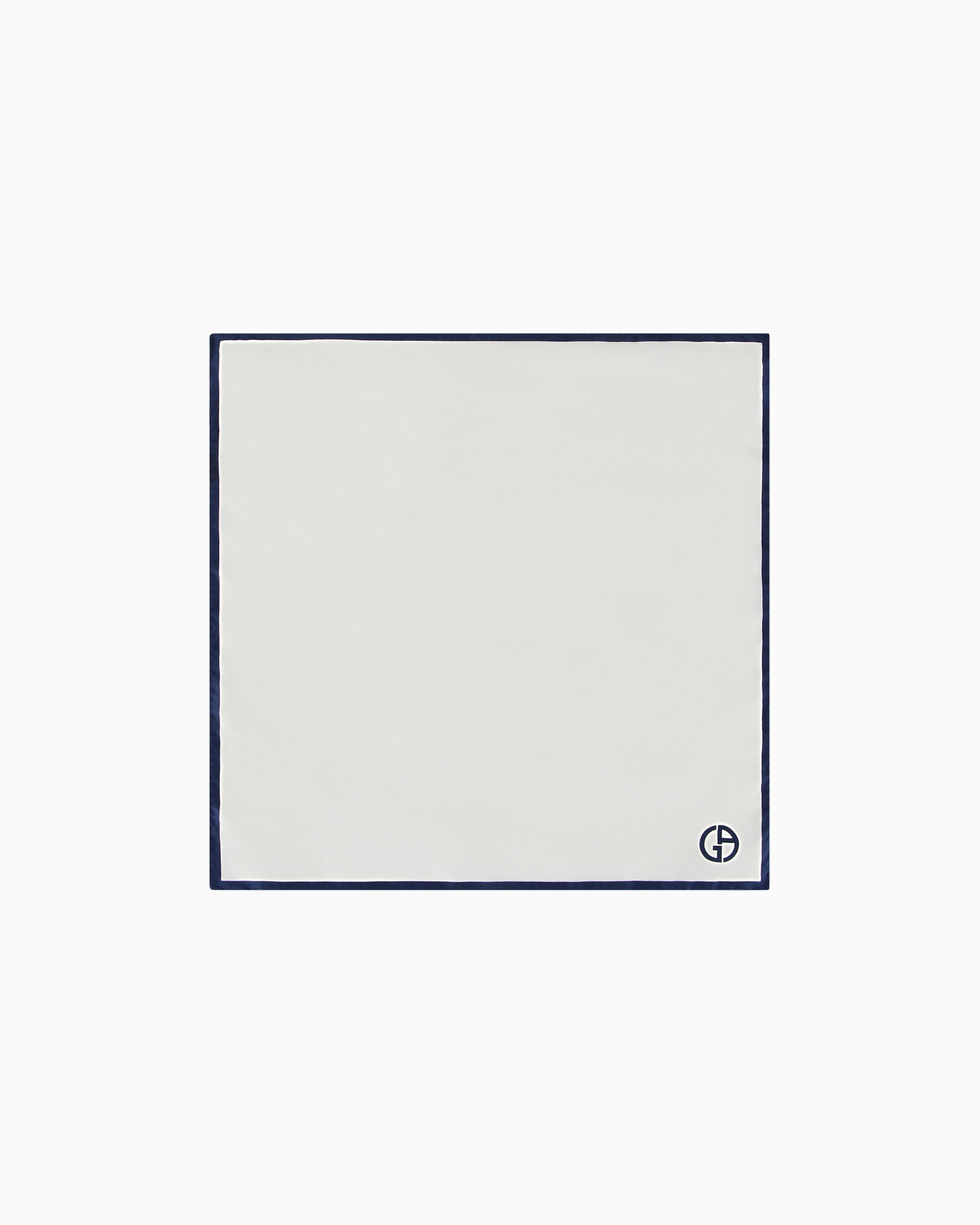 Giorgio Armani White Silk Pocket Square With Logo