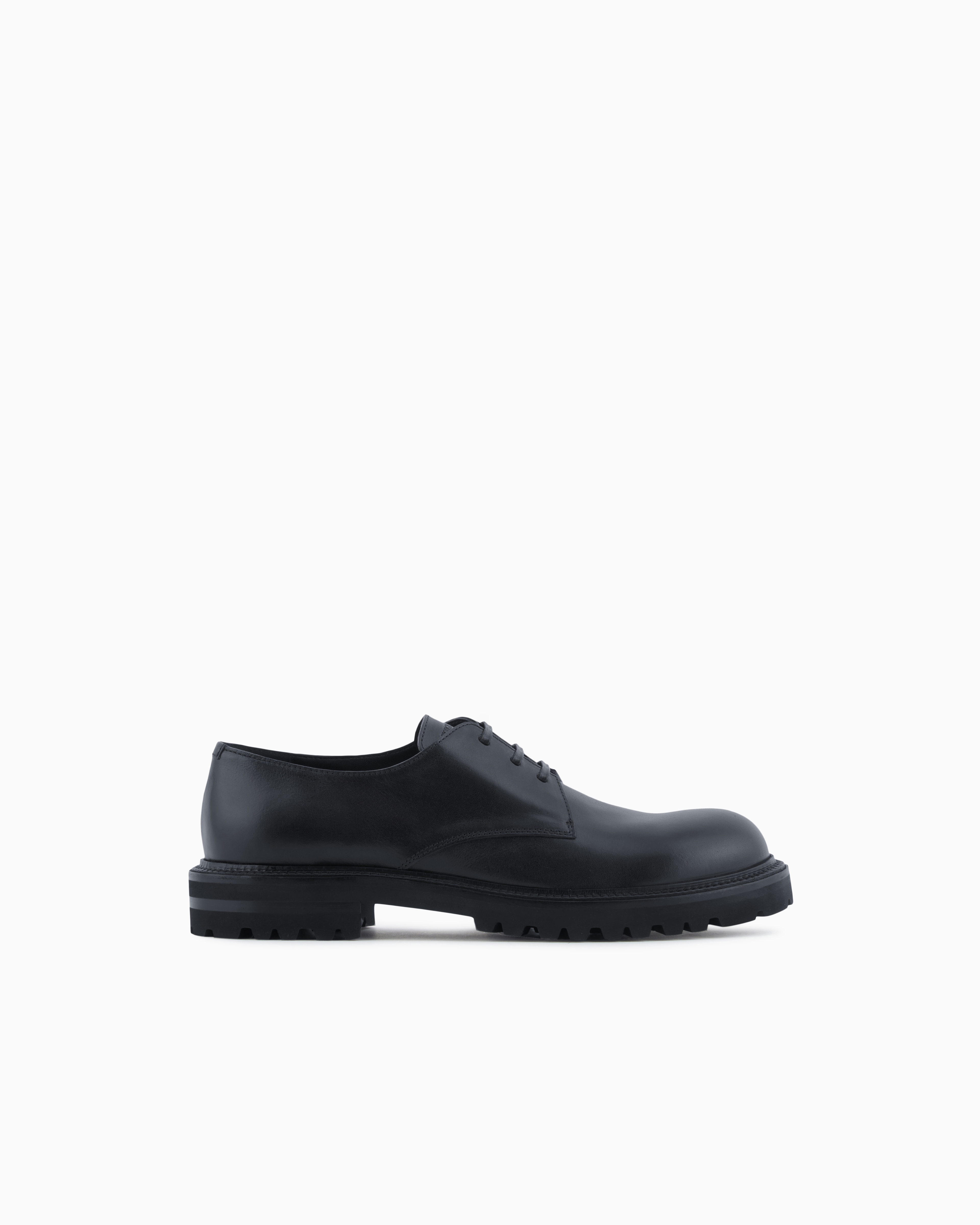 Giorgio Armani Black Nappa Calfskin Derby Shoes