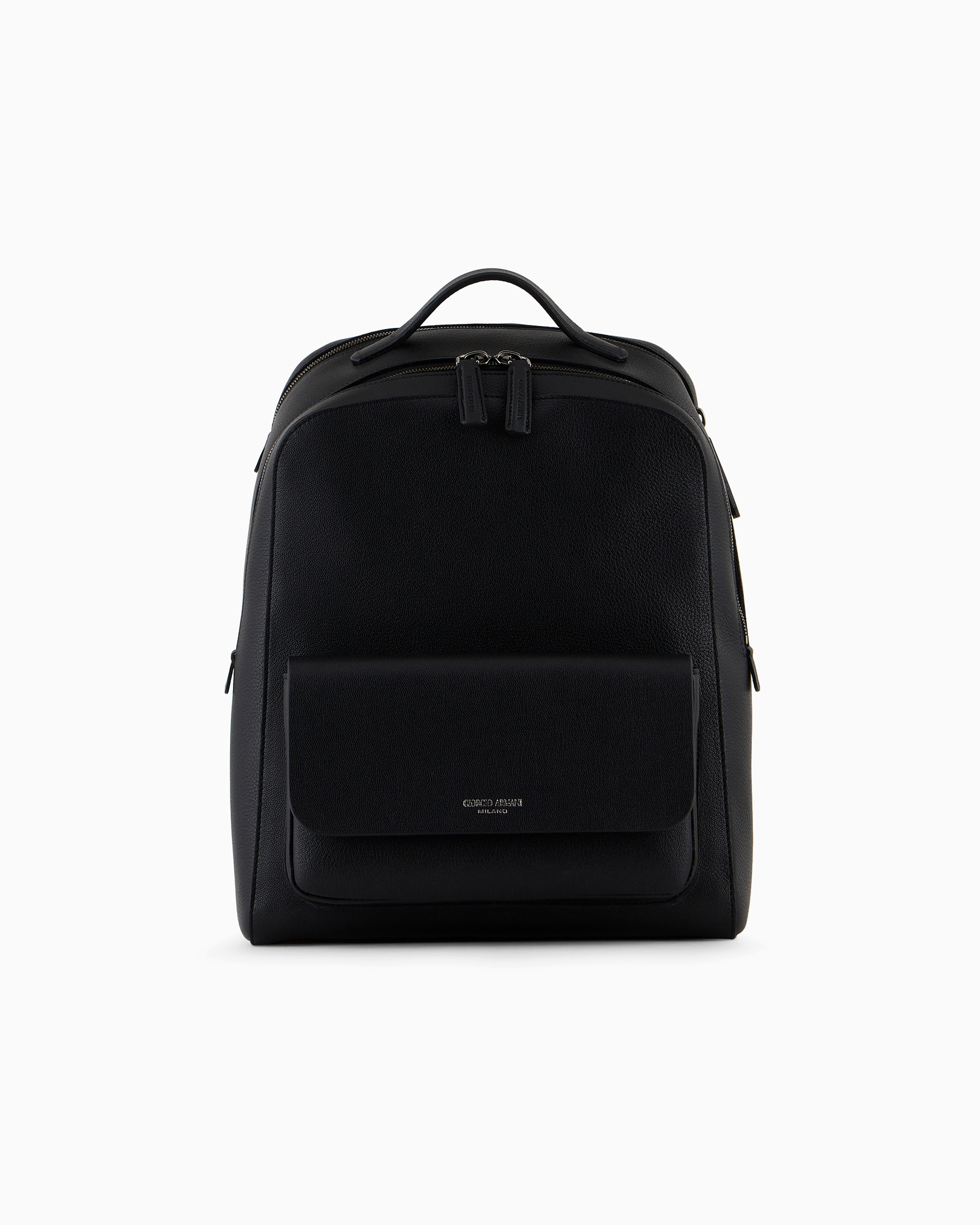 Giorgio Armani Black Round Leather Backpack