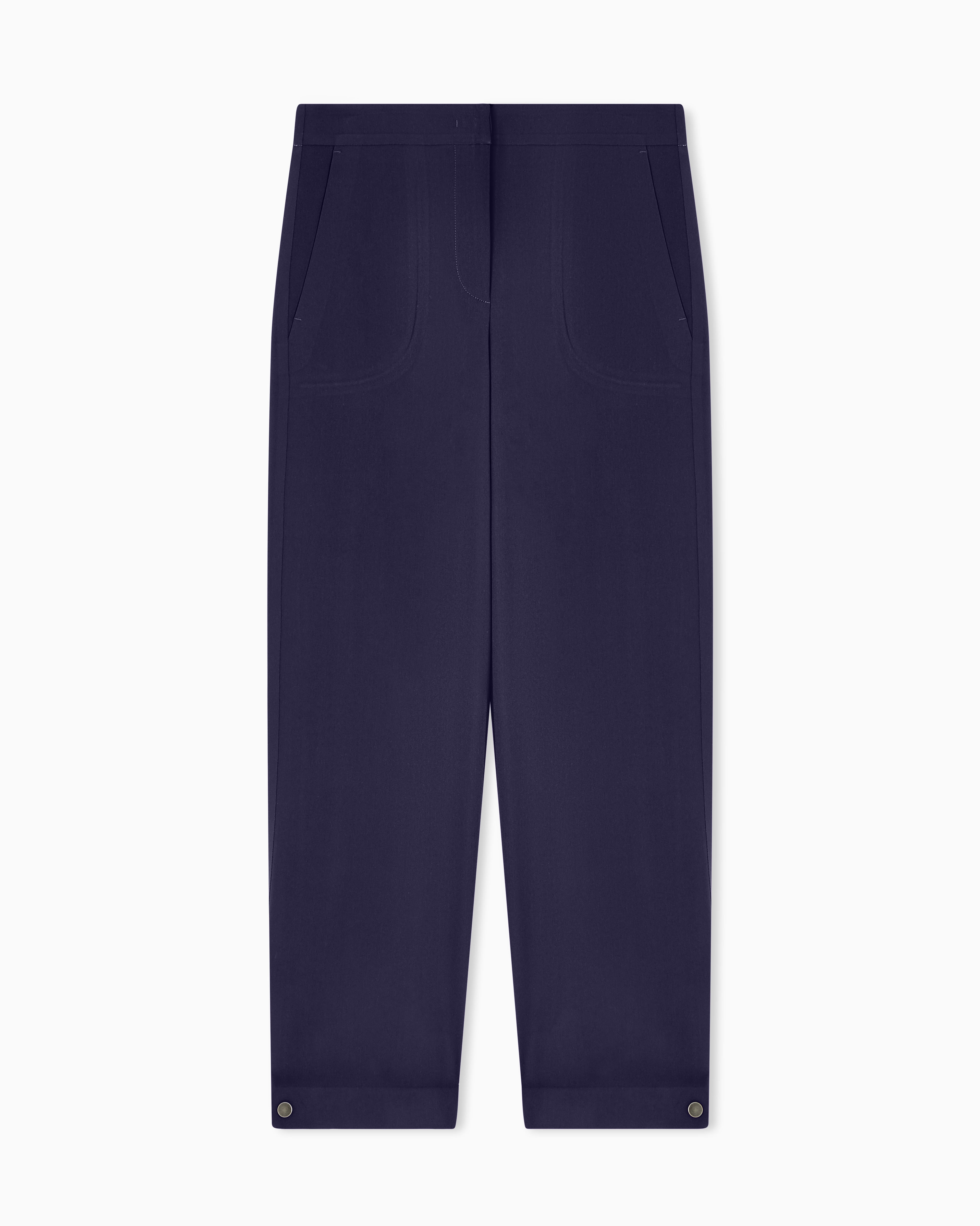 Giorgio Armani Navy Blue Technical-Cady Straight Trousers