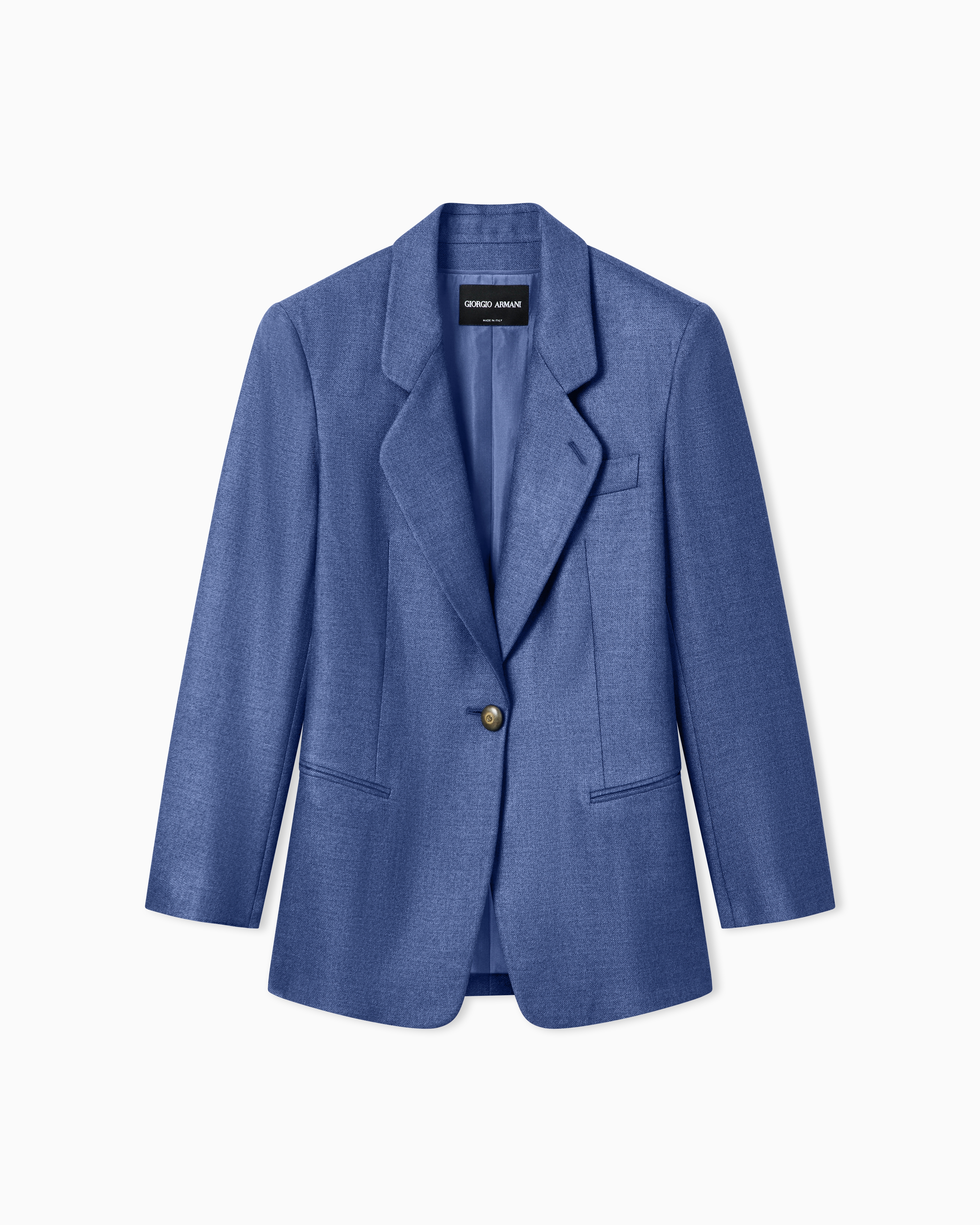 Giorgio Armani Blue Silk And Wool Single-Breasted Jacket