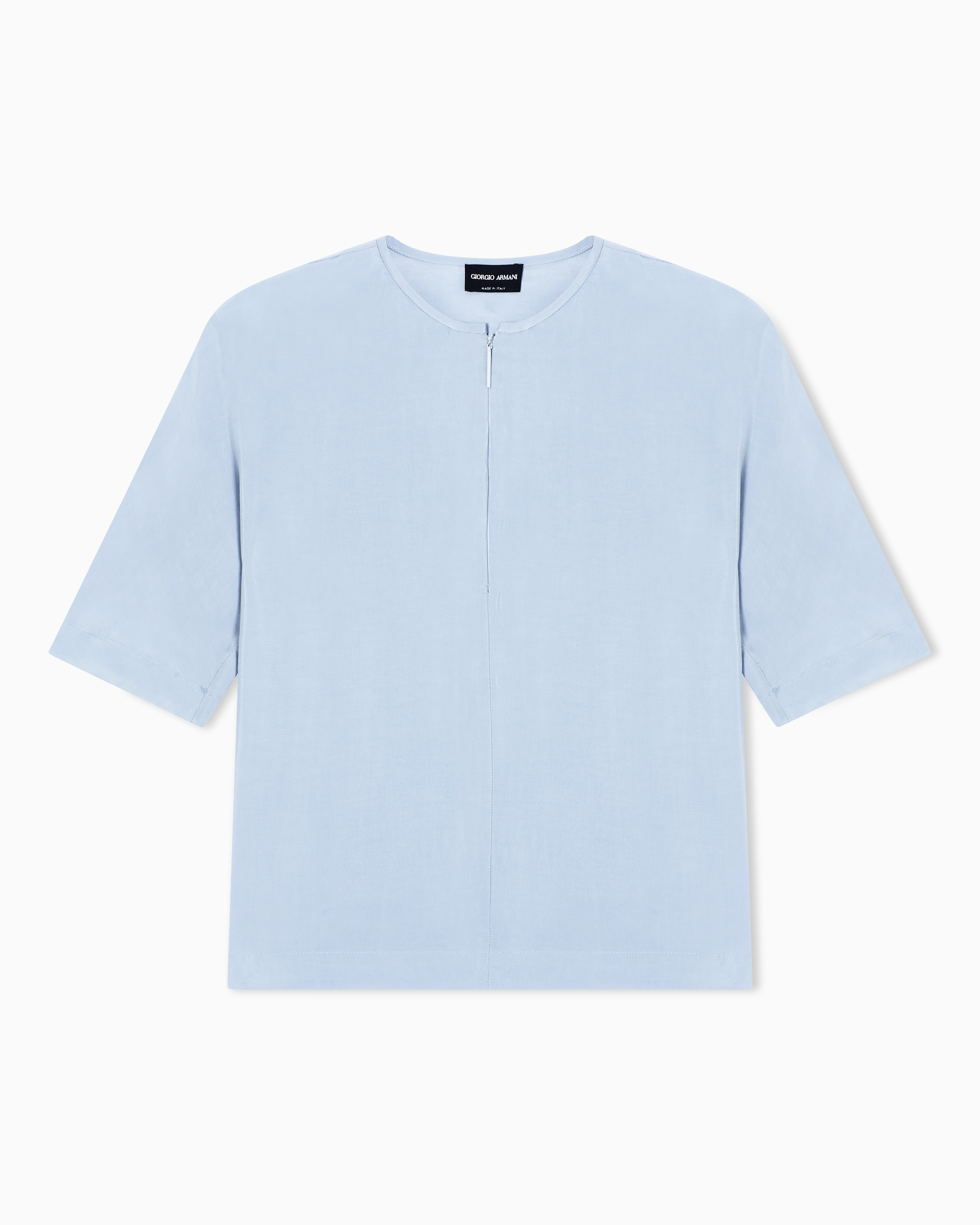 Giorgio Armani Light Blue Short-Sleeved Cupro Shirt