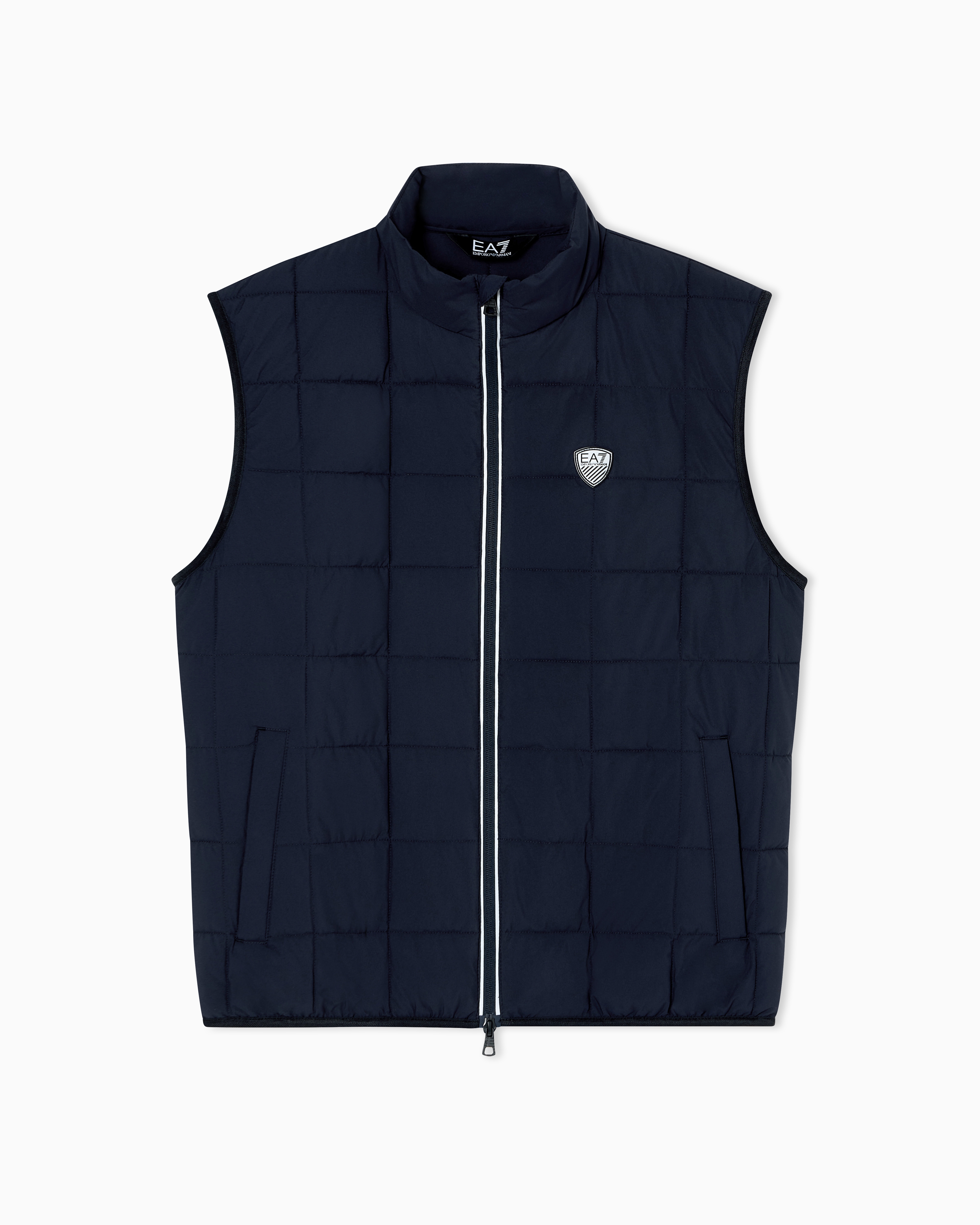 Ea7 Navy Blue Premium Shield Technical-Fabric Gilet
