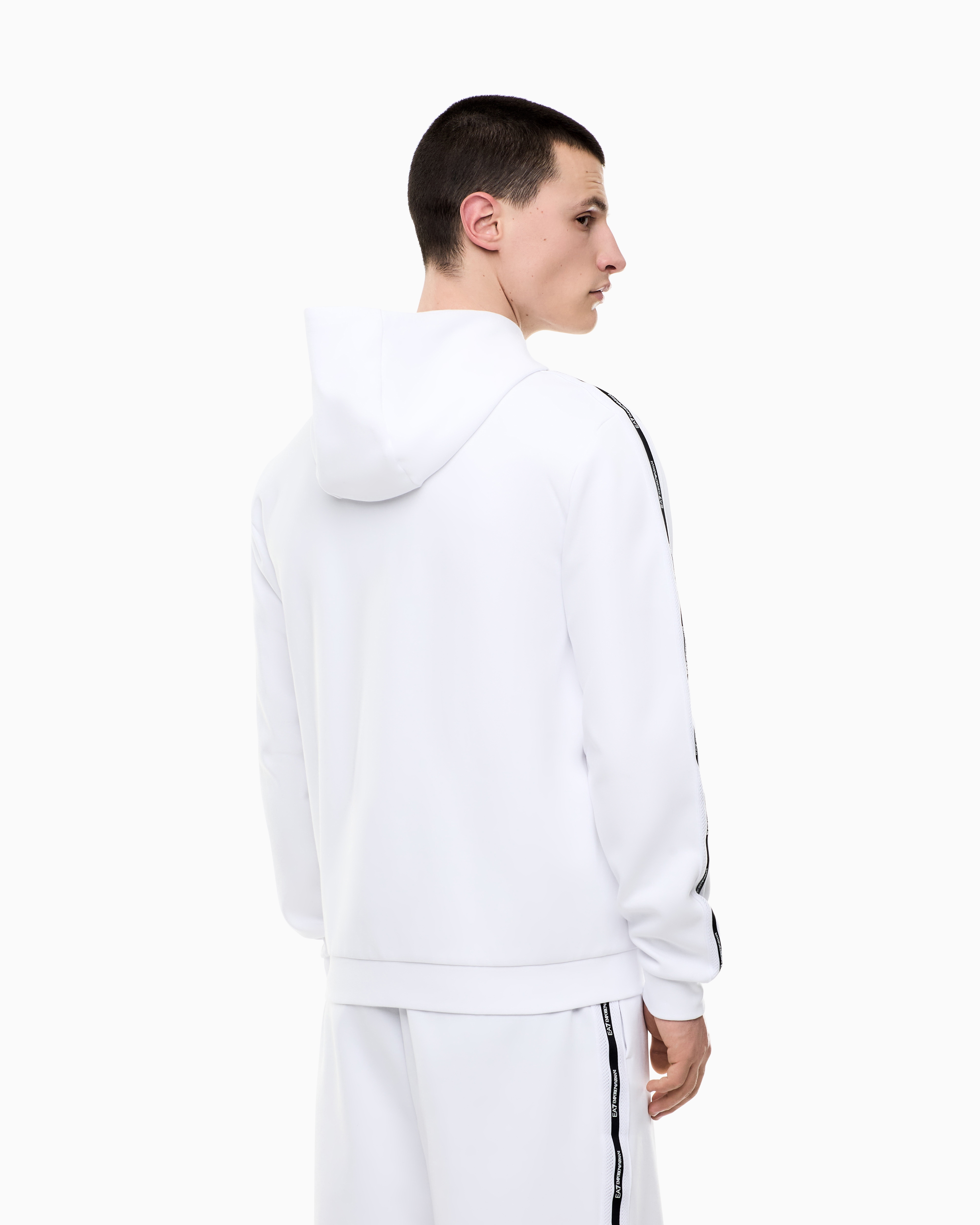 Logo Series cotton-blend interlock hooded sweatshirt | EA7