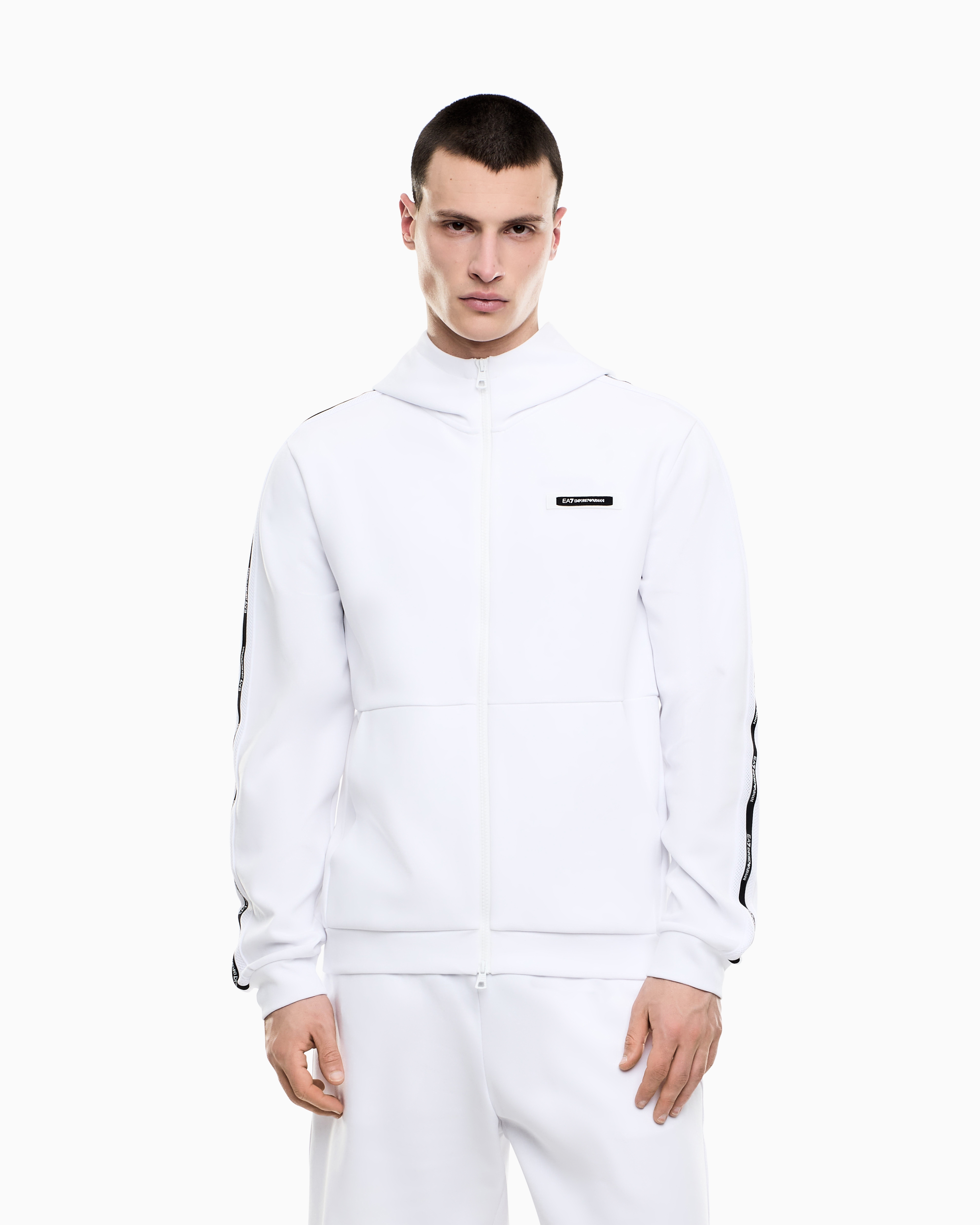 Logo Series cotton-blend interlock hooded sweatshirt | EA7