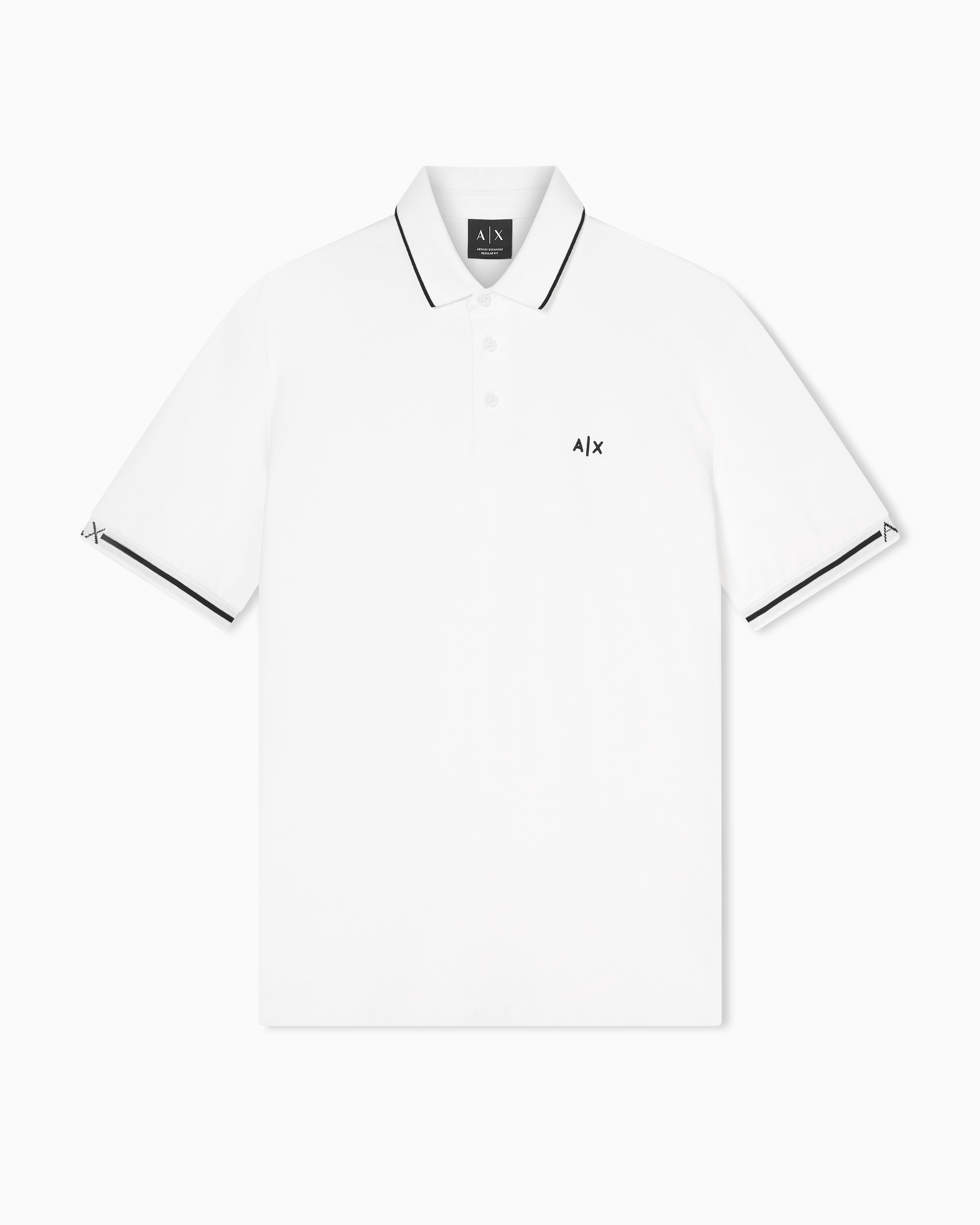 Armani Exchange White Classic And Refined Cotton Piqué Polo Shirt