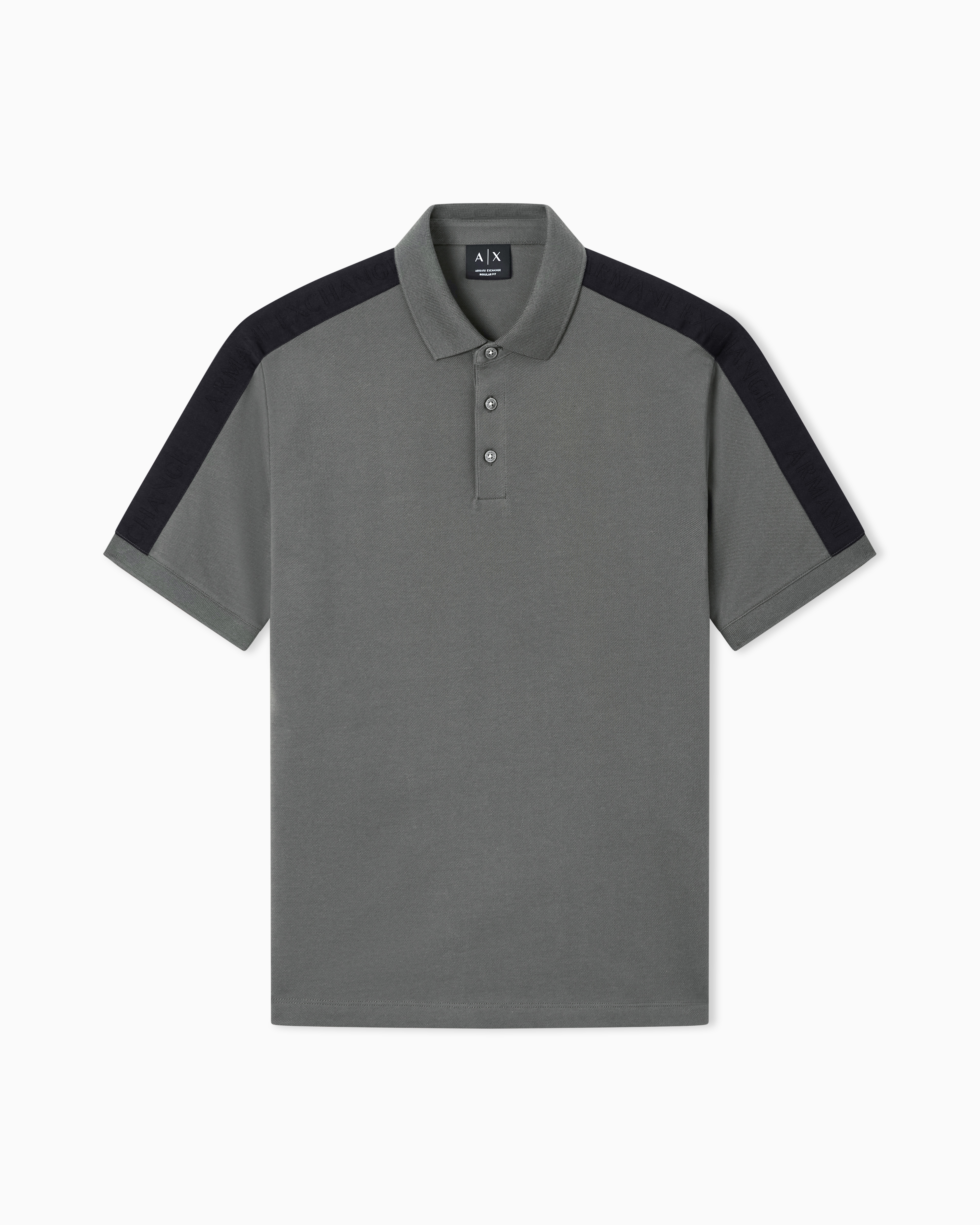 Armani Exchange Green Contrasting Tape Polo In Cotton Pique