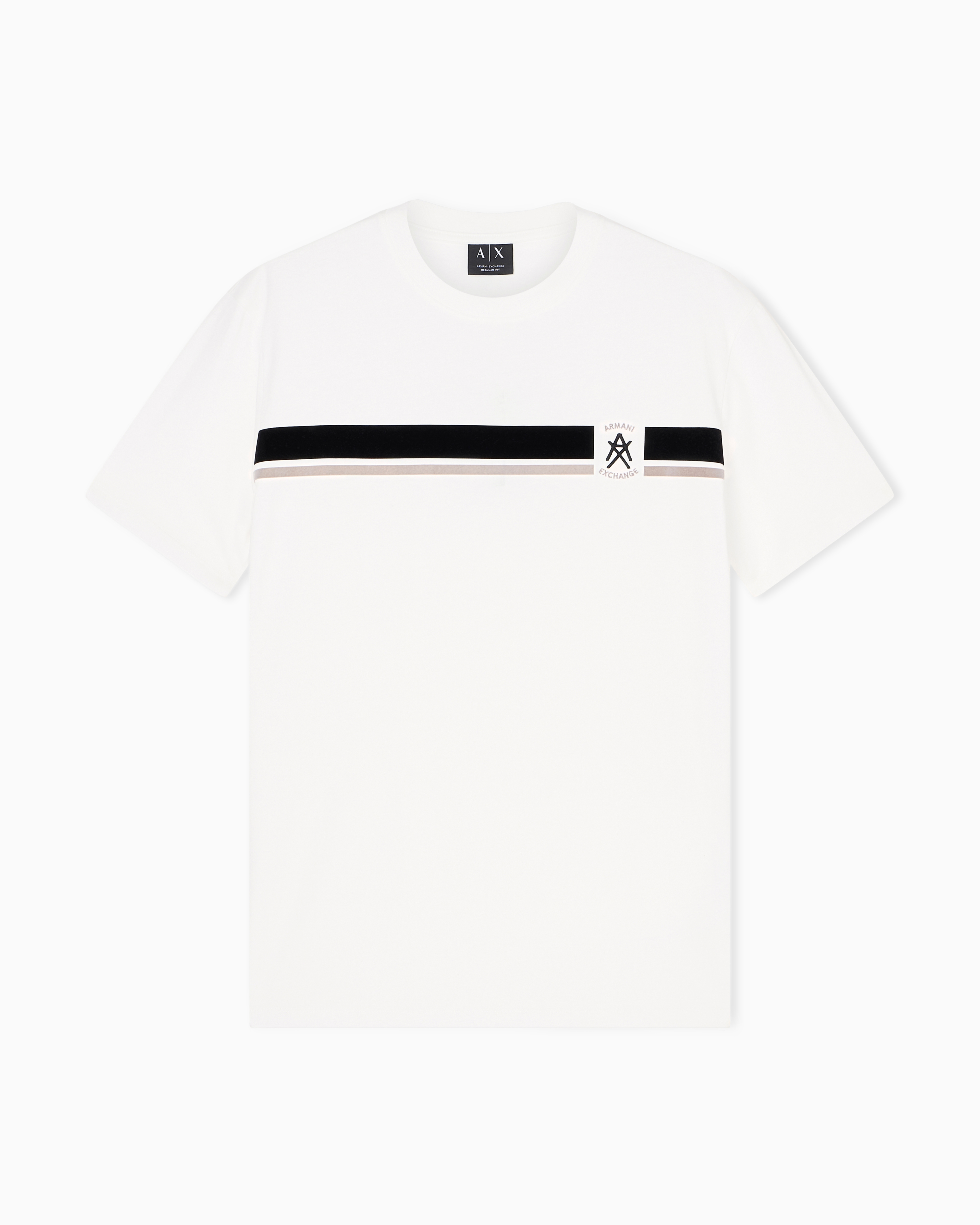 Armani Exchange White Regular Fit T-Shirt With Contrasting Band And Logo