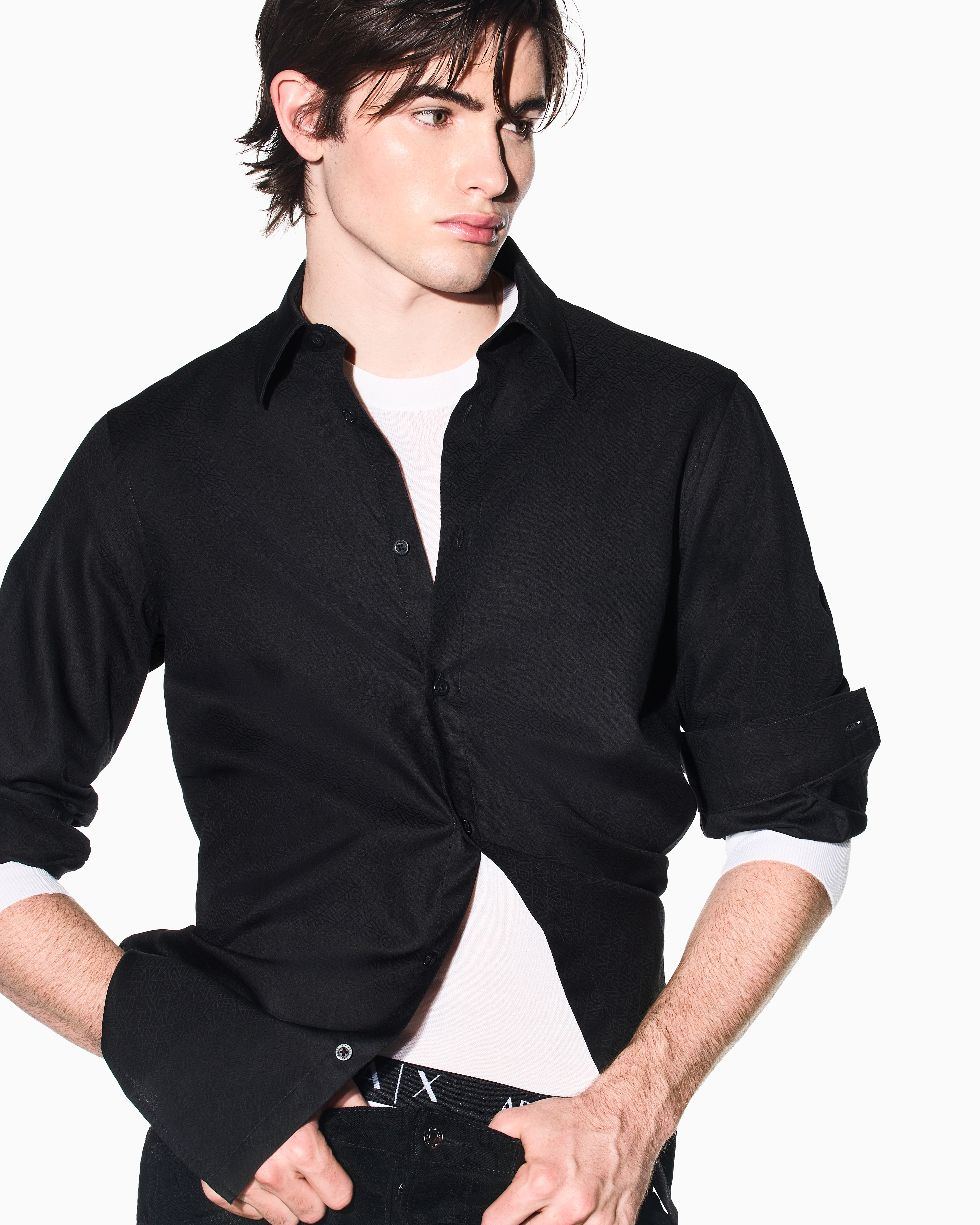 Armin出品 Casual Shirt in Textured Cotton Jacquard | Armani Exchange