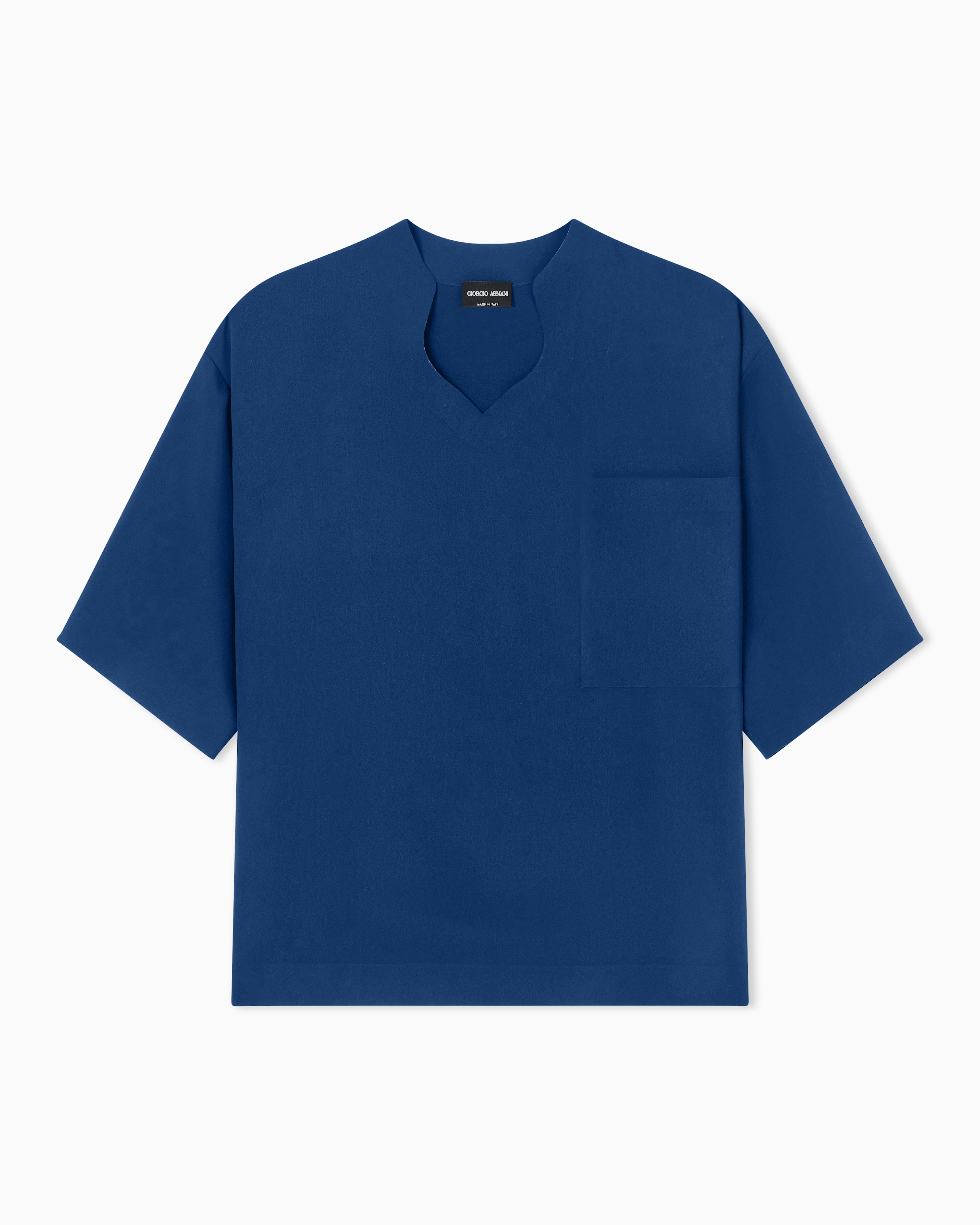 Giorgio Armani Blue Loose Blouse In Technical Cady