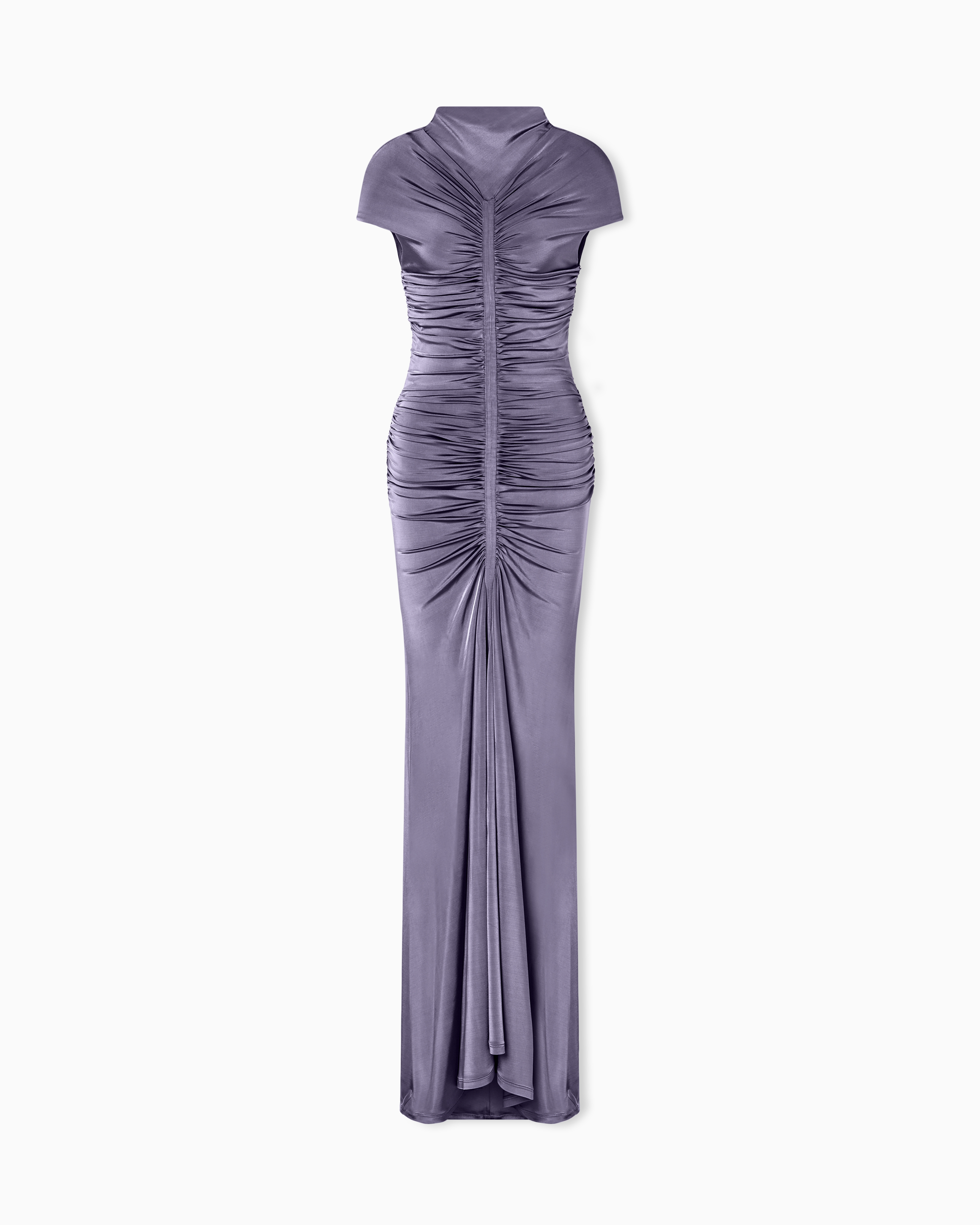 Giorgio Armani Purple Shiny Viscose Jersey Long Dress