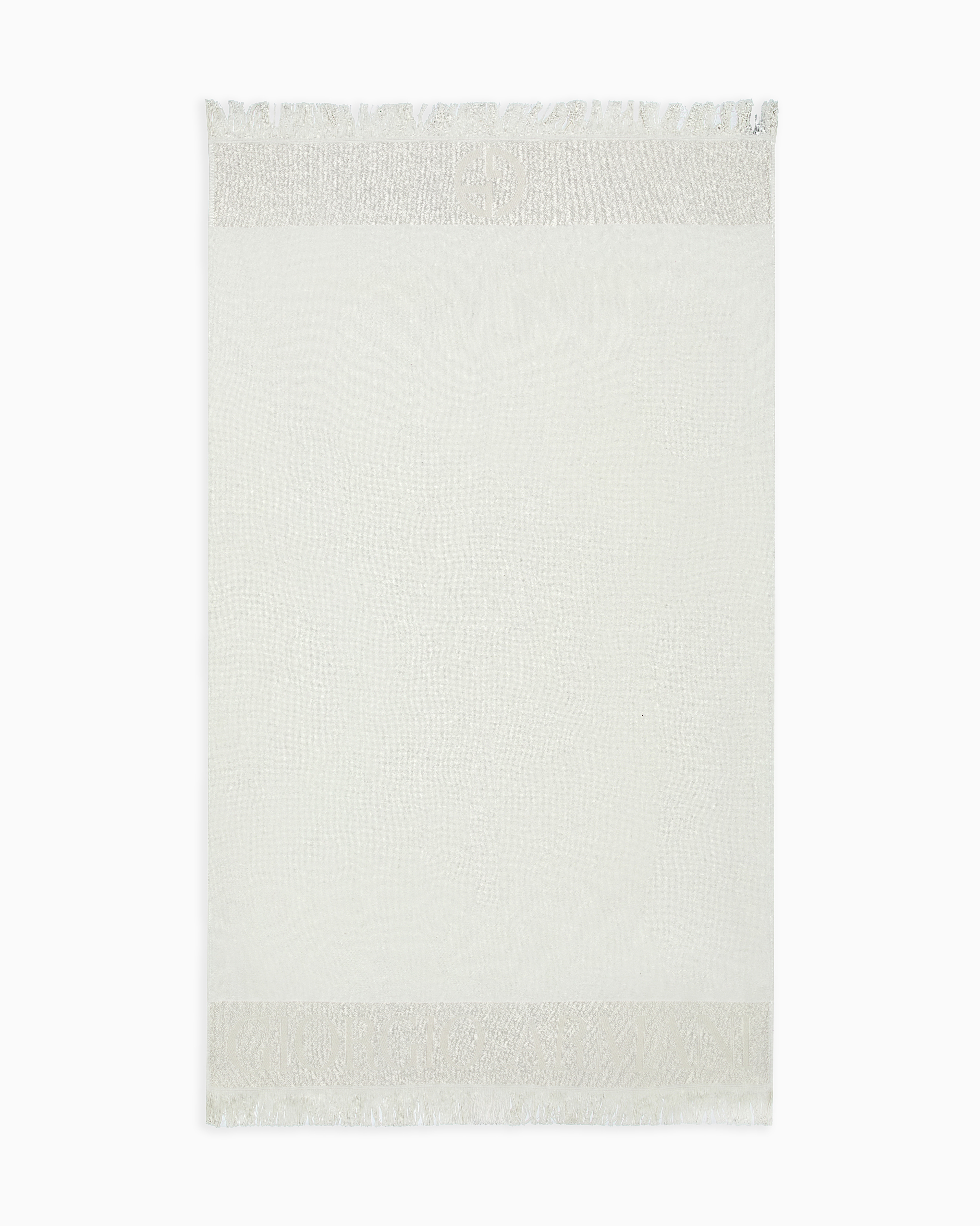 Giorgio Armani Grey Cotton Beach Towel With Jacquard Logo