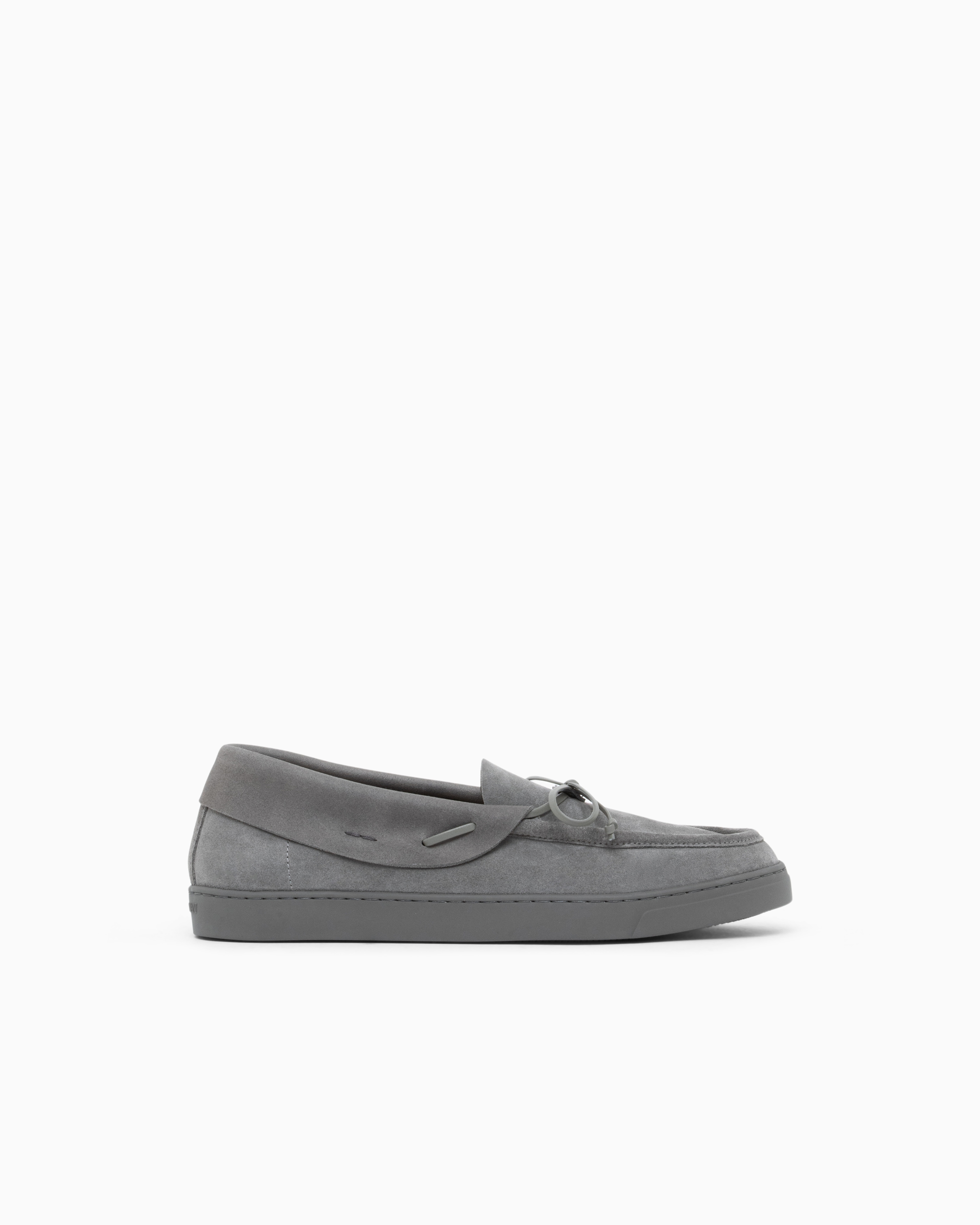 Giorgio Armani Grey Loafers In Suede With Rubber Soles