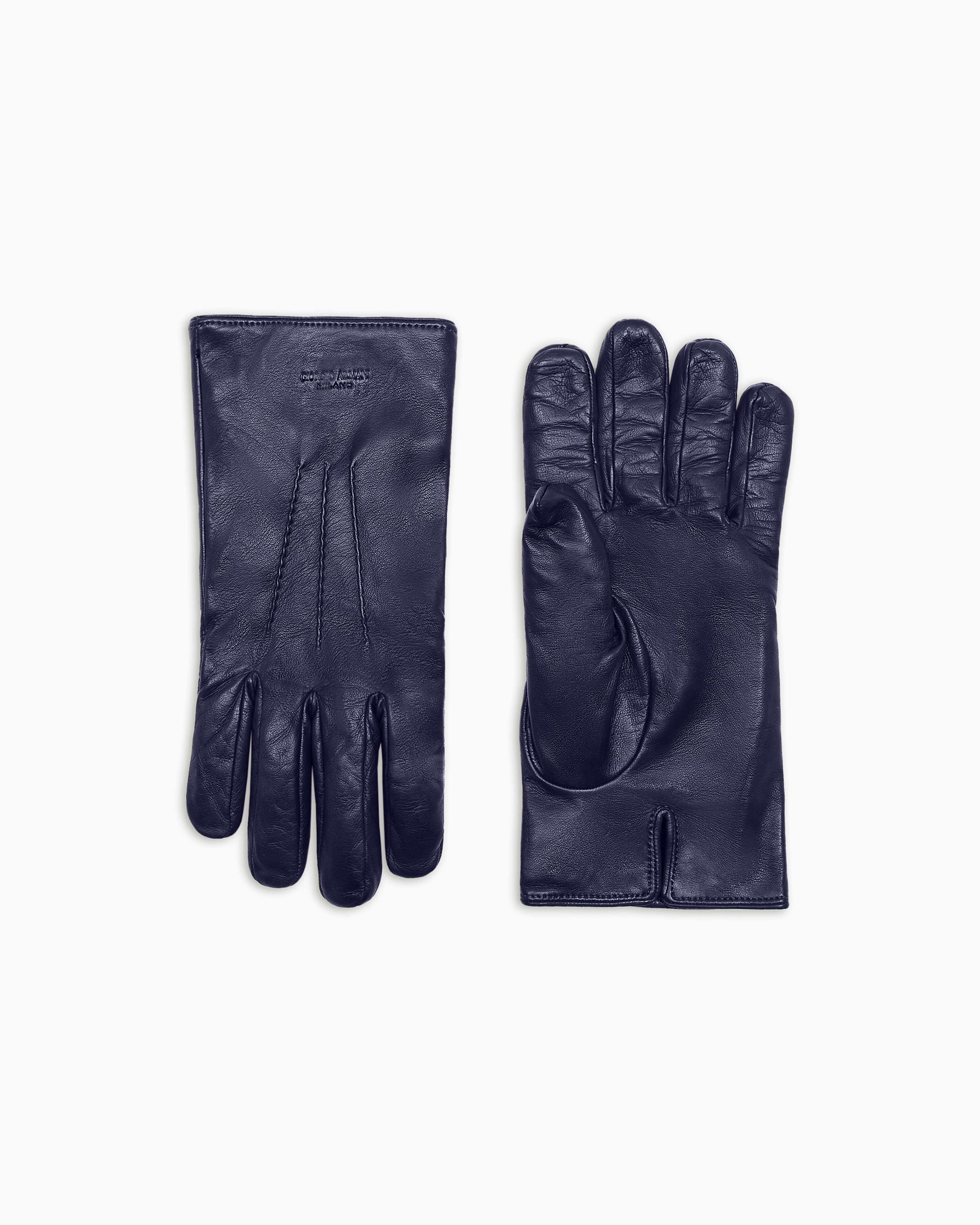 Giorgio Armani Blue Nappa-Leather Gloves