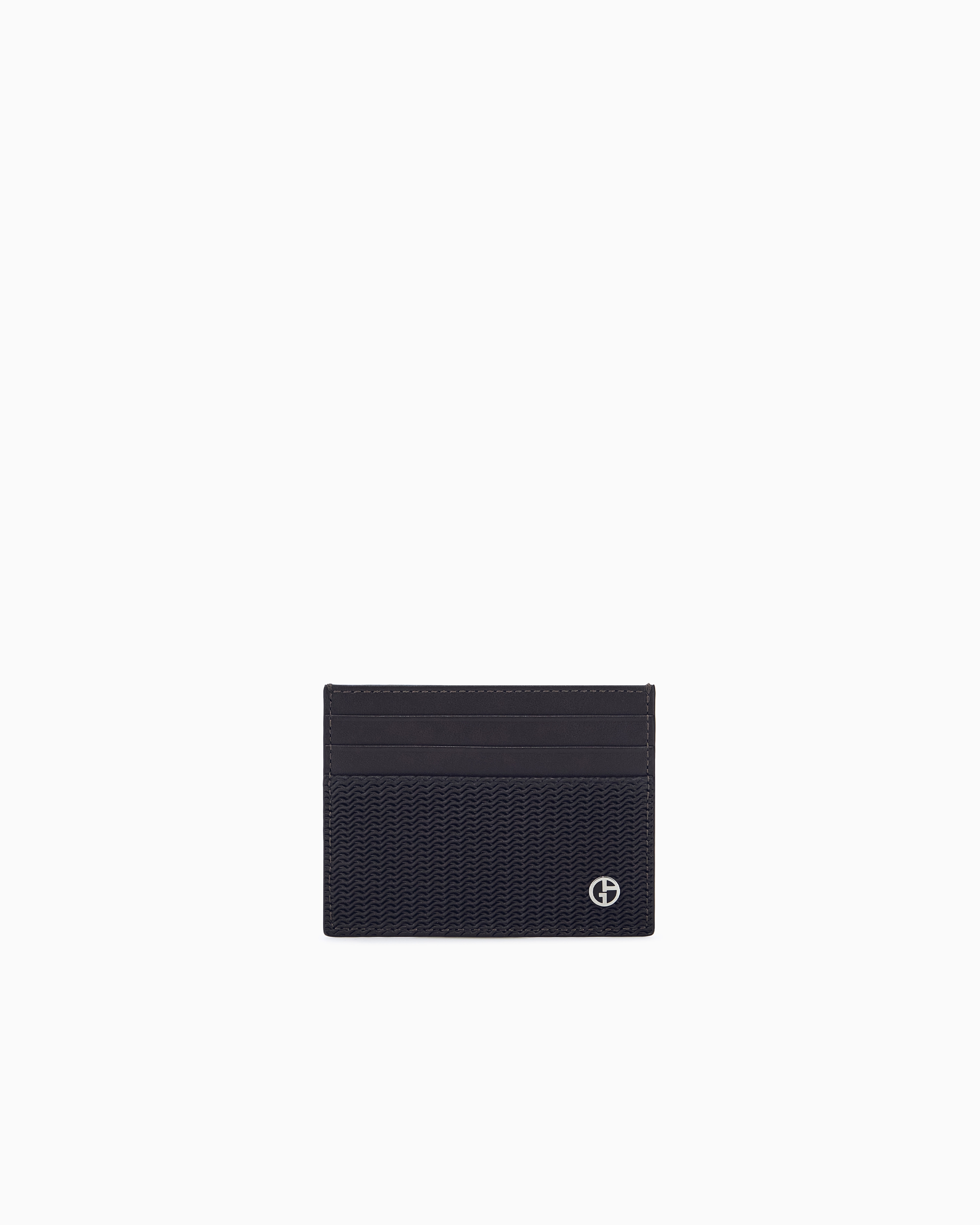 Giorgio Armani Brown Card Holder In Wave Print Leather For 6 Cards