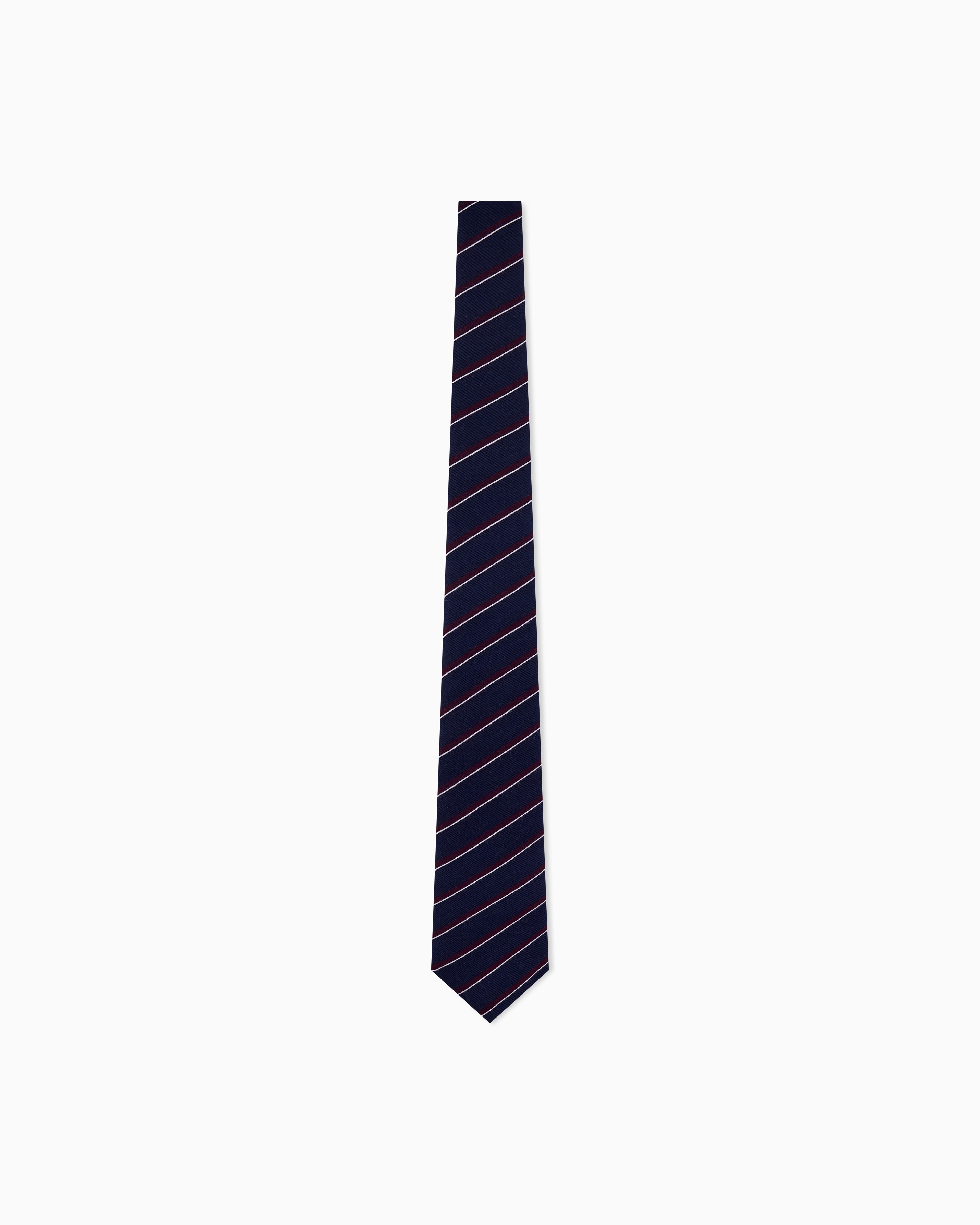 Giorgio Armani Navy Blue Tie Woven In Silk