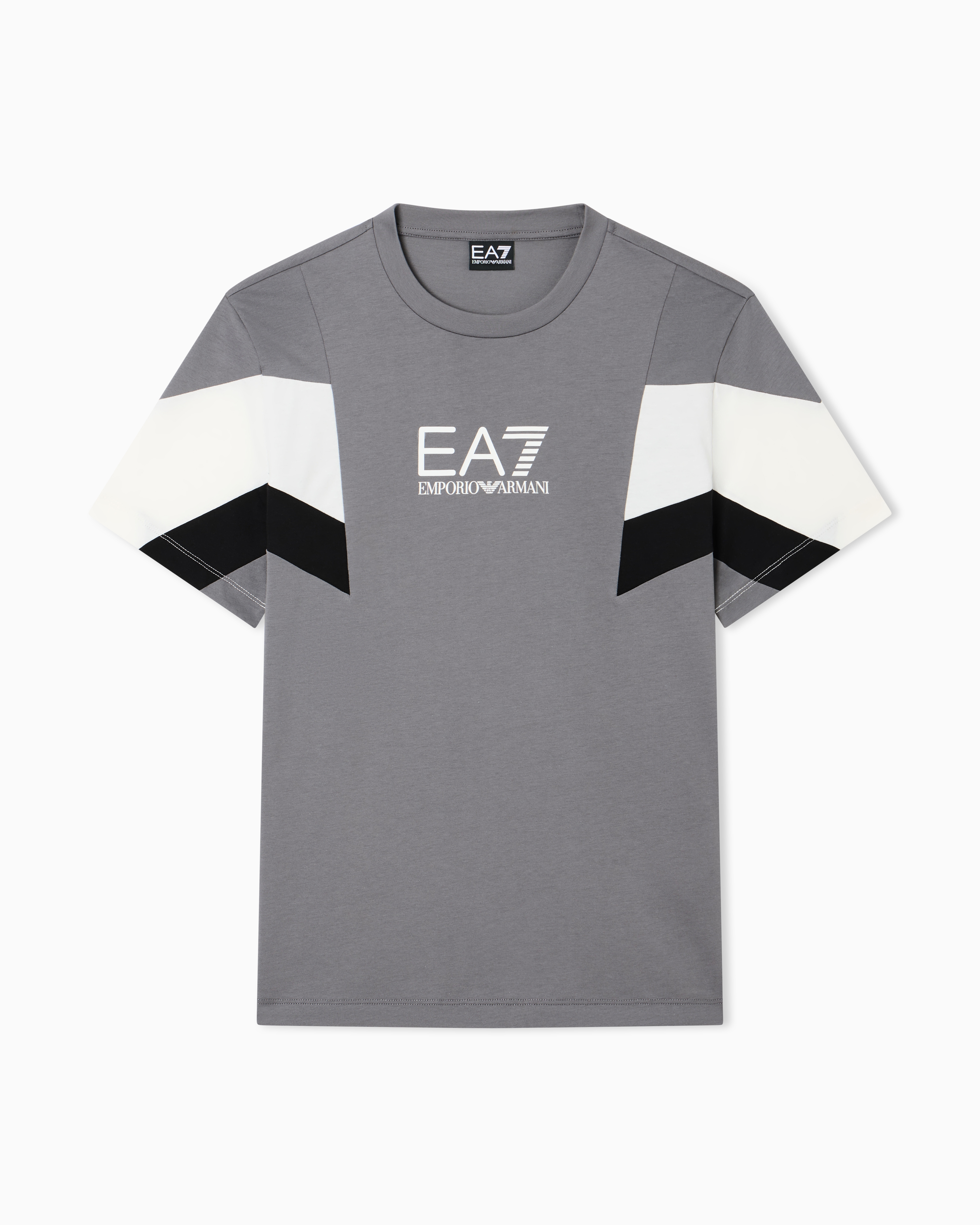 Ea7 Grey Summer Block Cotton Jersey Crew-Neck T-Shirt