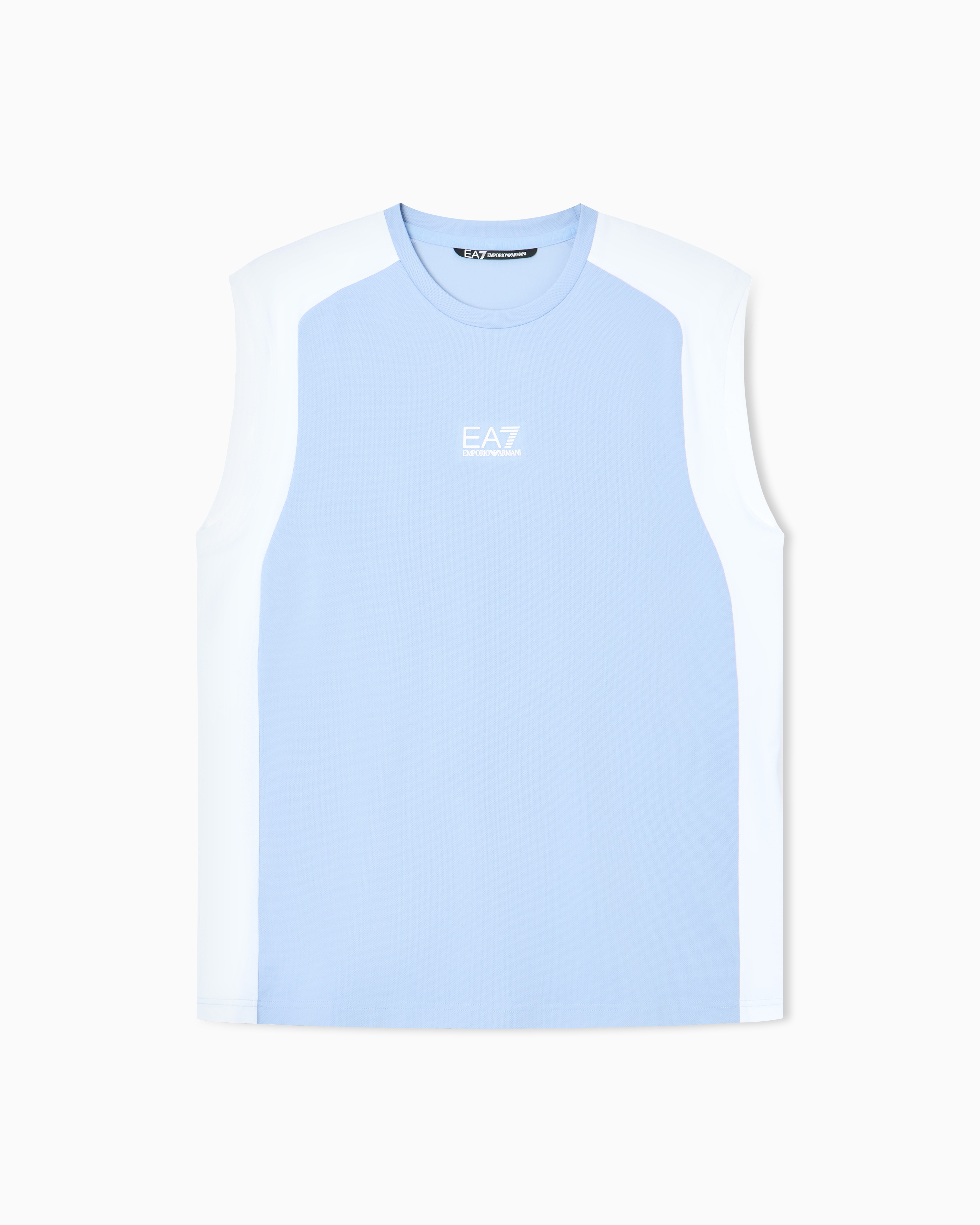 Ea7 Tennis Pro Tank Top In Ventus7 Colour-block Technical Fabric In Blue