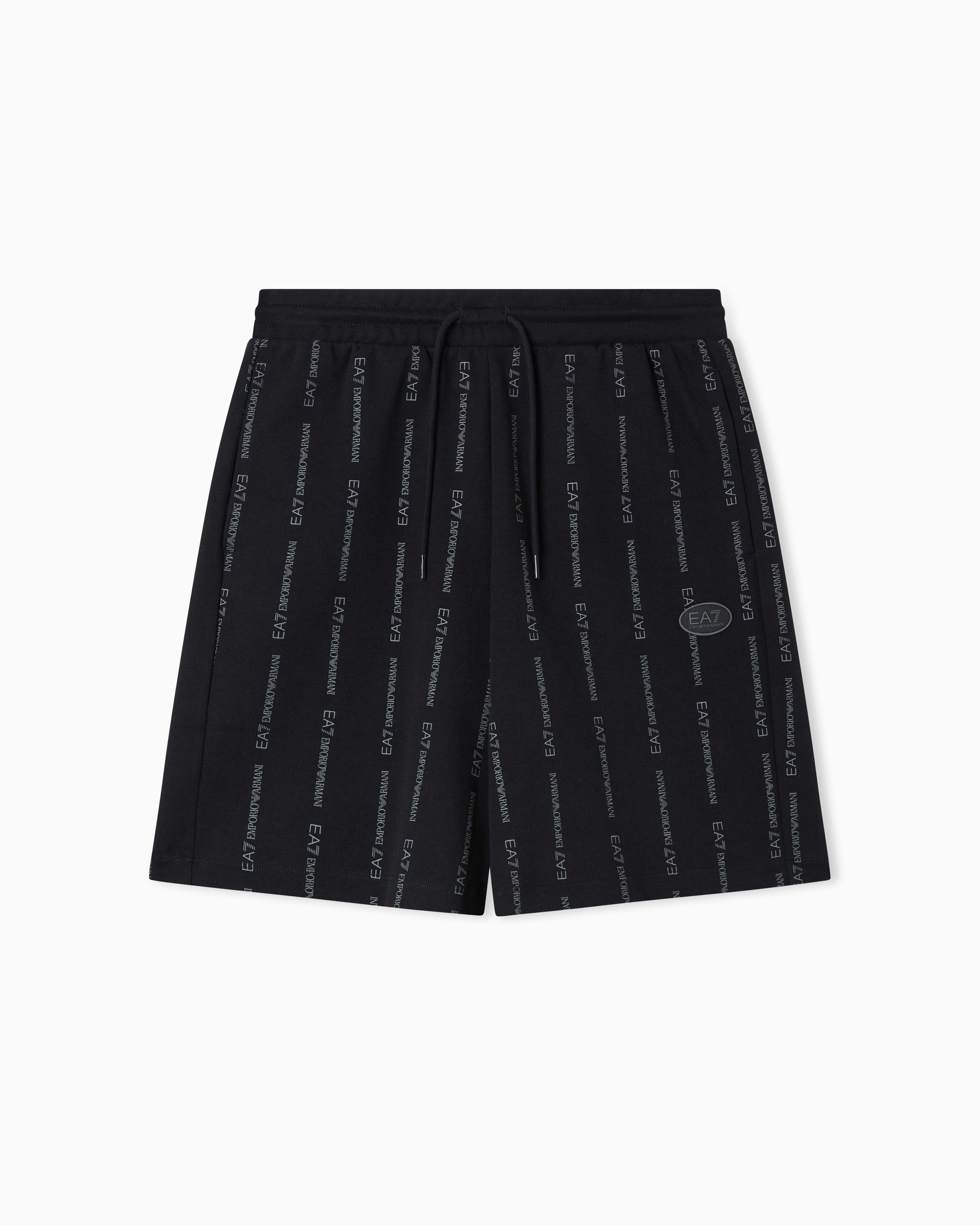 Ea7 Black Graphic Series Cotton-Blend Bermuda Shorts