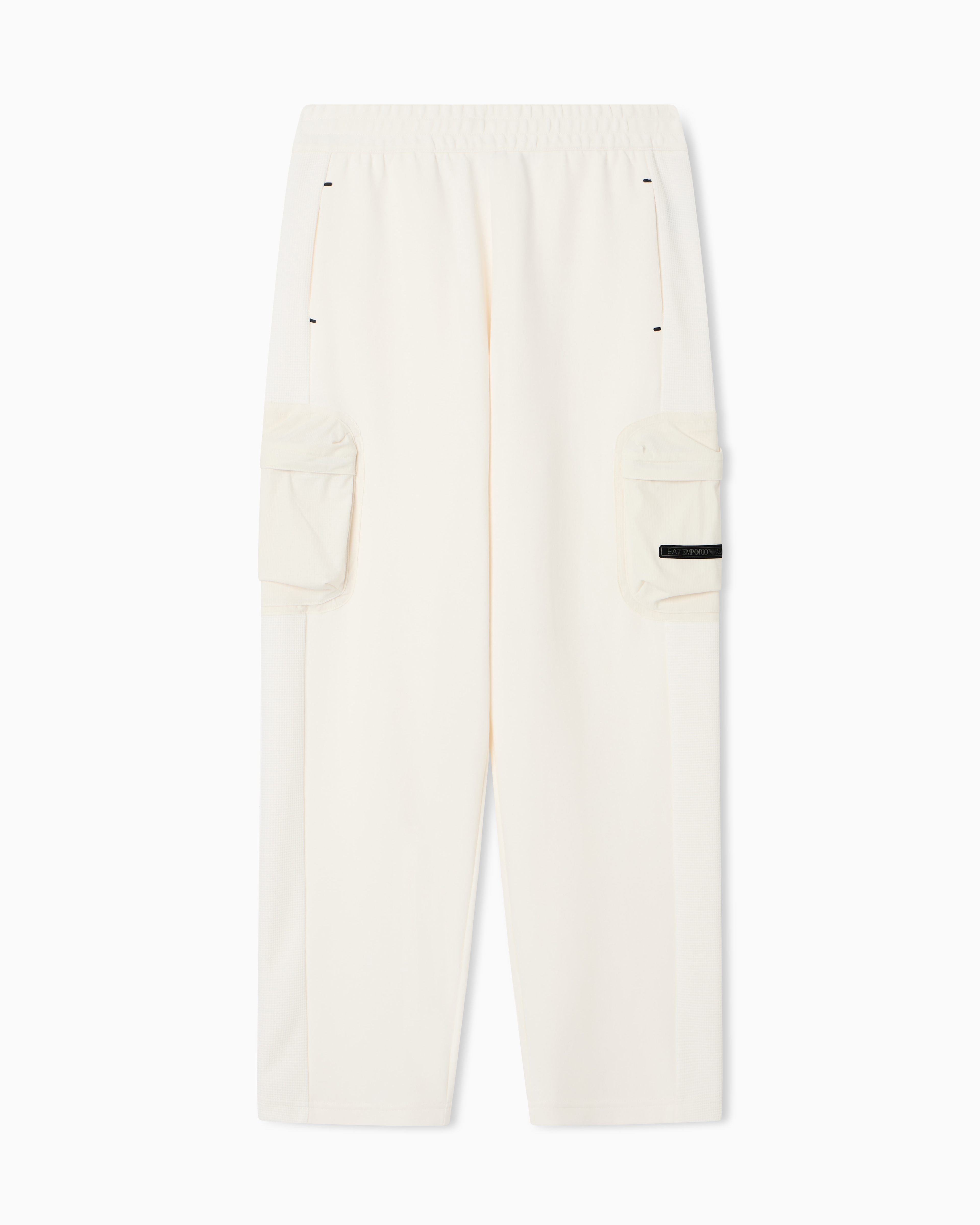 Ea7 White Cotton Blend Cargo Trousers