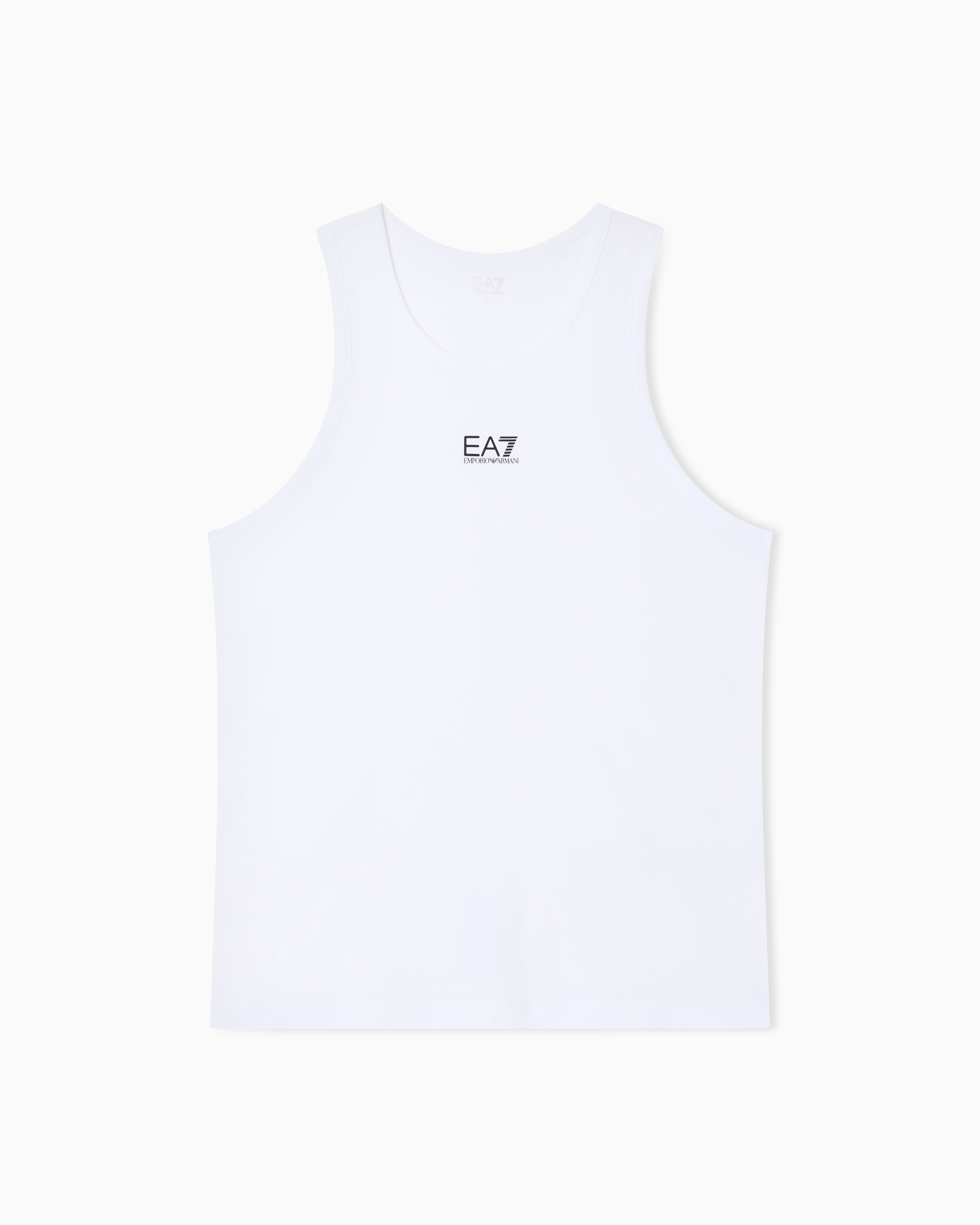 Ea7 White Core Identity Cotton Jersey Tank Top