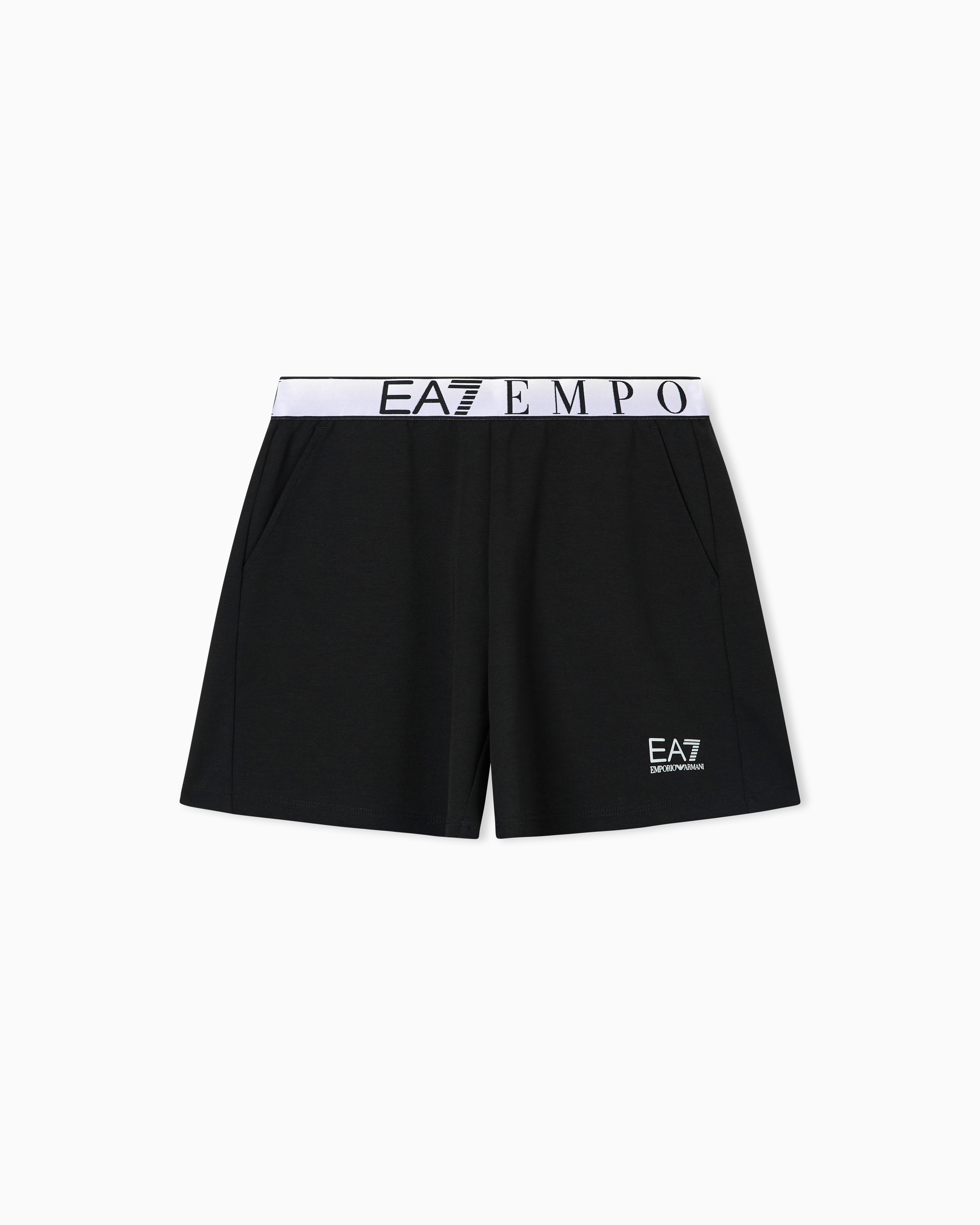 Ea7 Black Asv Dynamic Athlete Shorts In Natural Ventus7 Technical Fabric