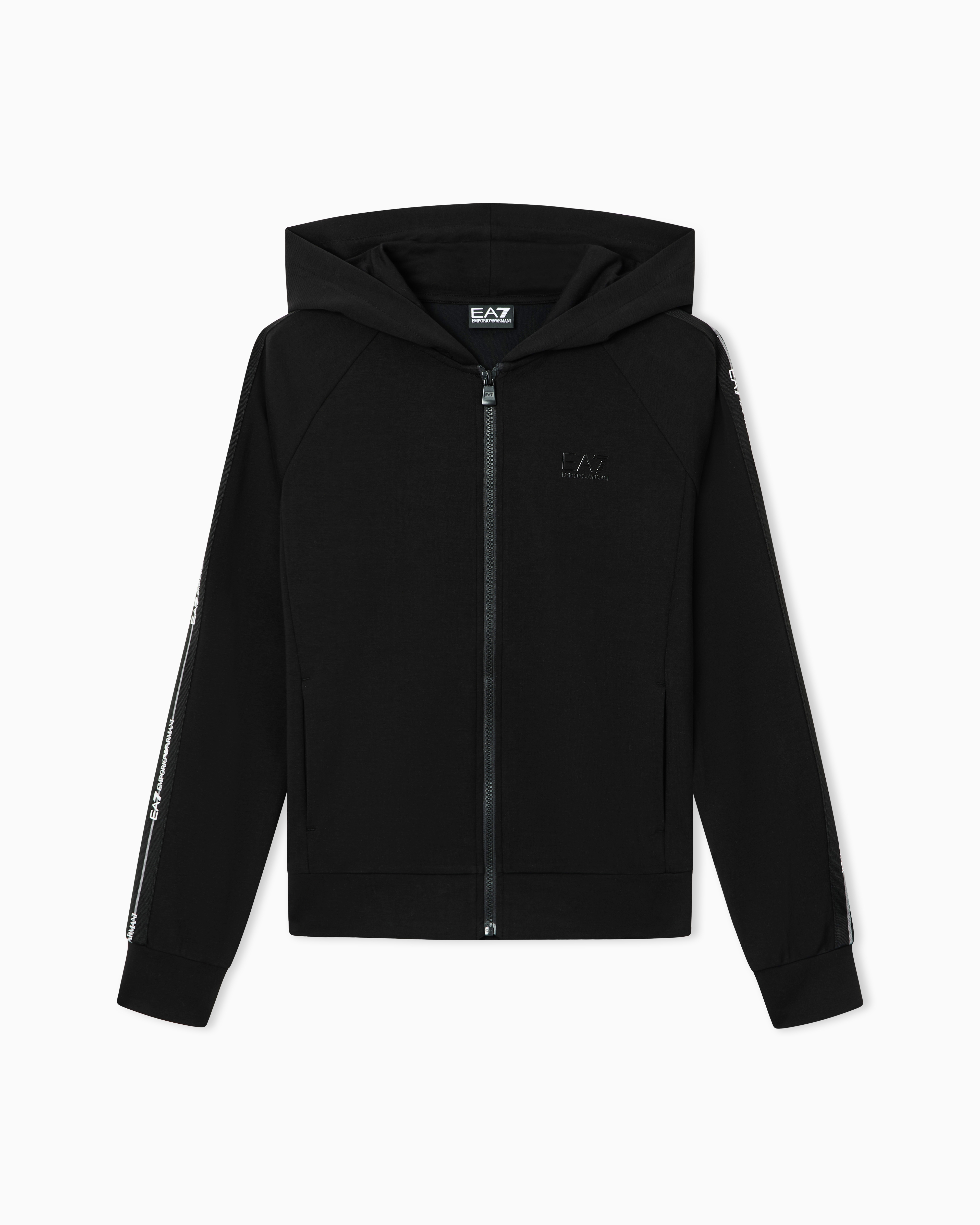 Ea7 Felpa Con Cappuccio Logo Series In Jersey Di Cotone