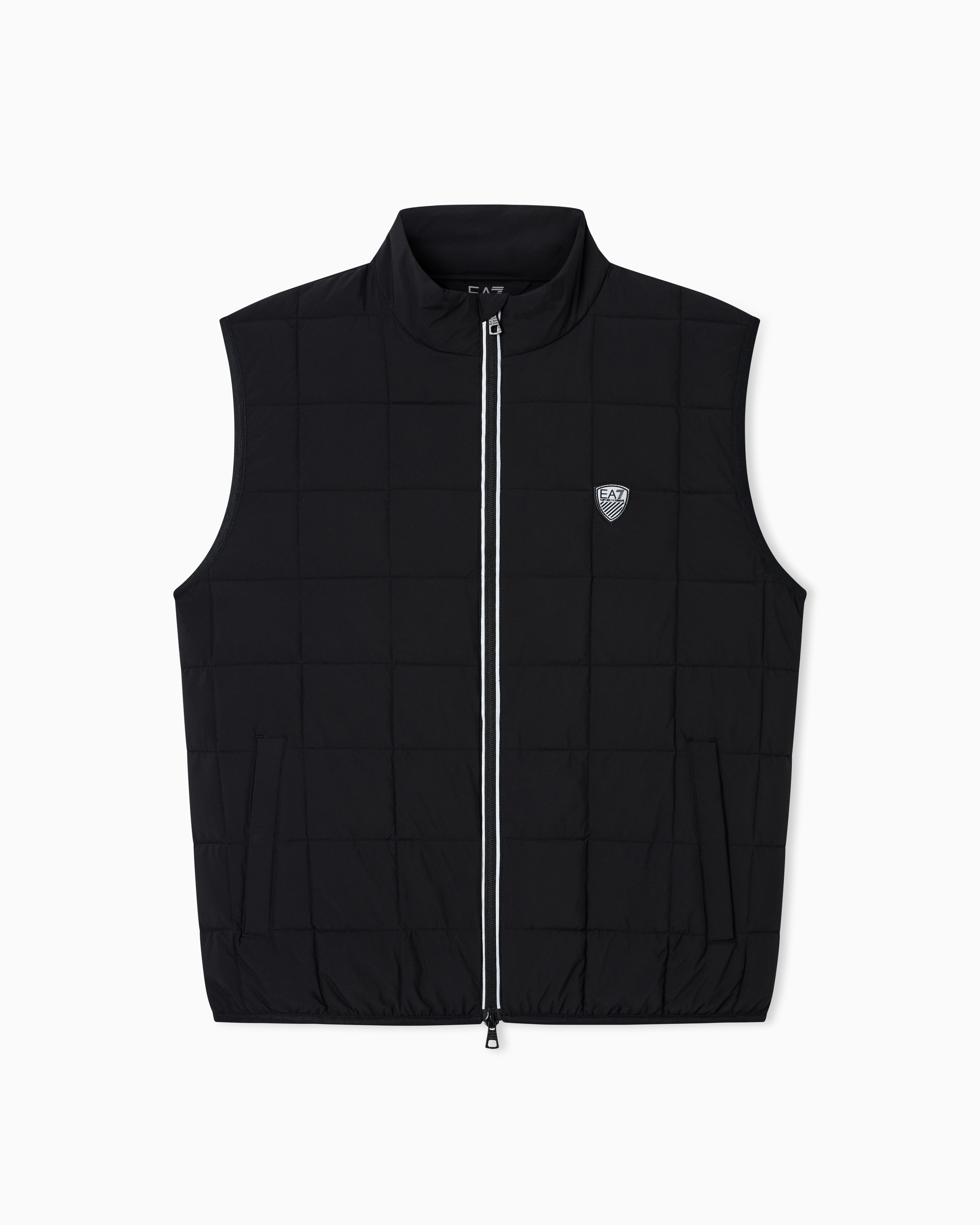 Ea7 Black Premium Shield Technical-Fabric Gilet