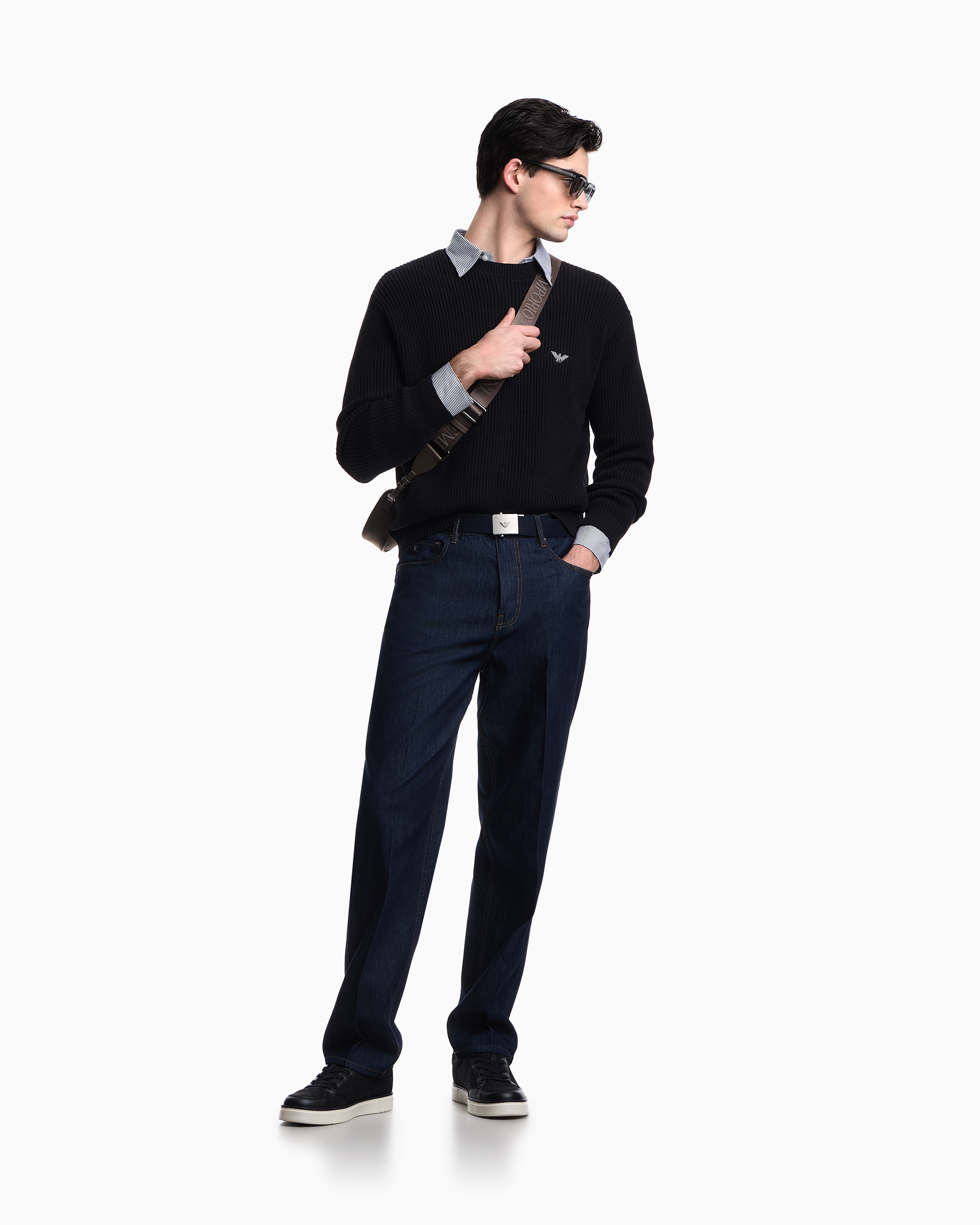 Half fisherman's rib knit jumper | Emporio Armani