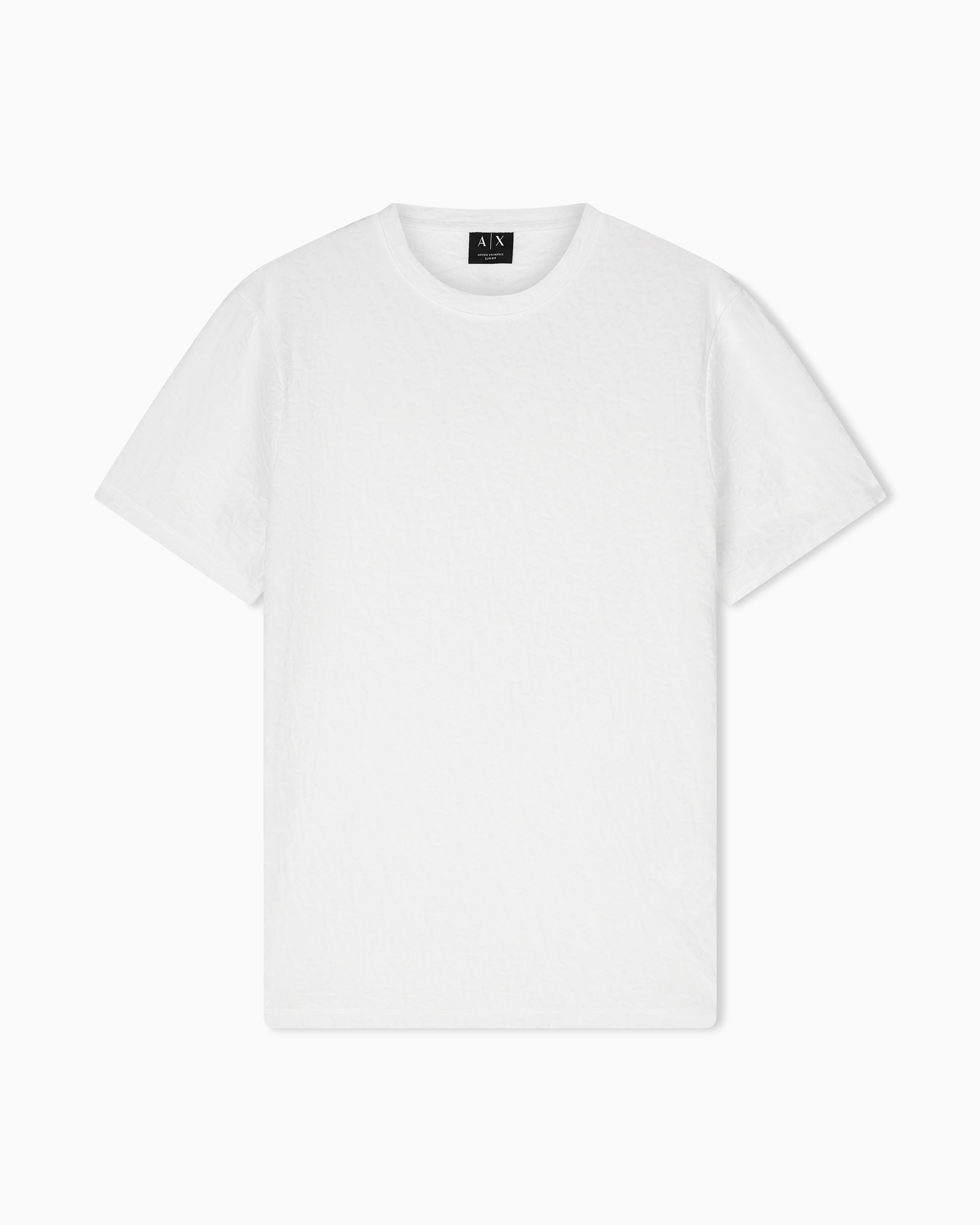 Armani Exchange White Slim Fit Mercerized Cotton Jacquard T-Shirt
