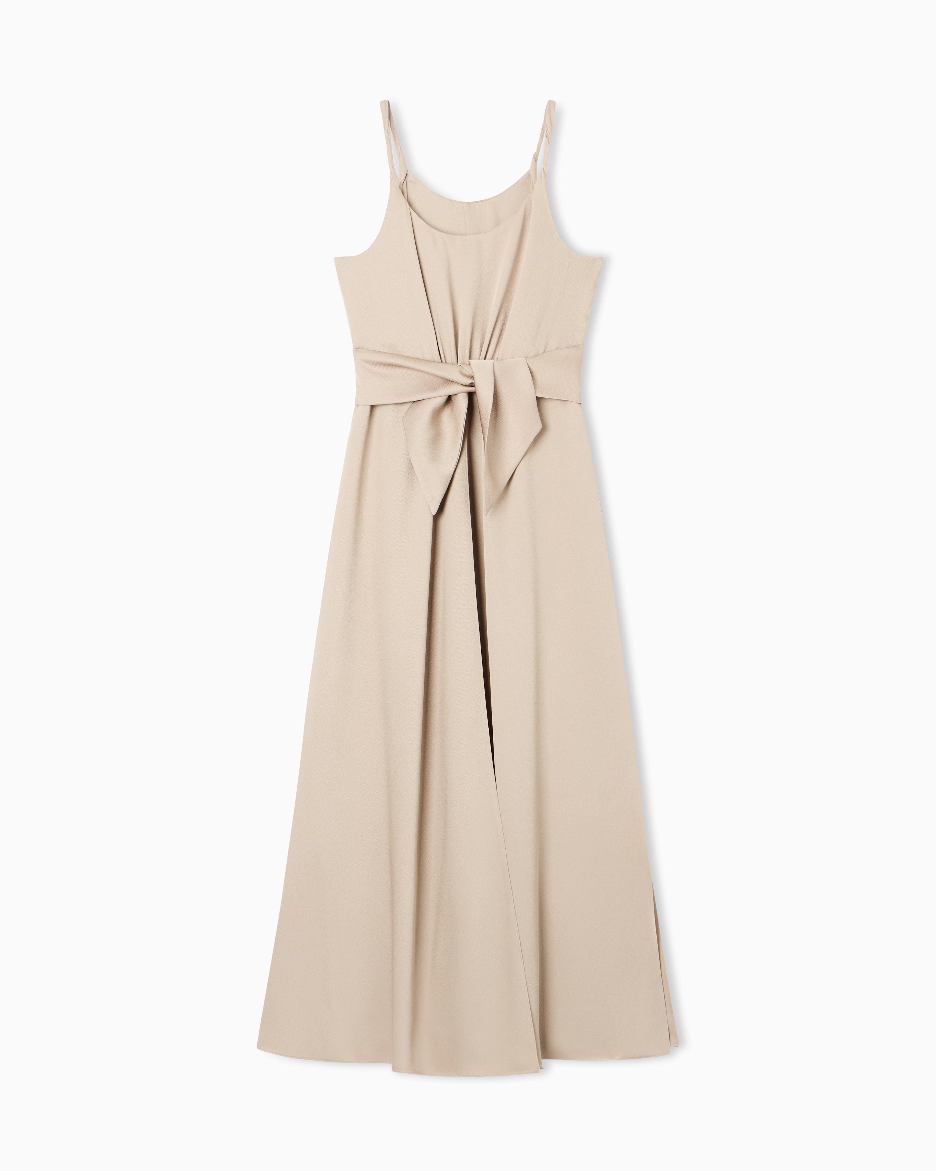 Emporio Armani Beige Twill Crêpe Sash Dress