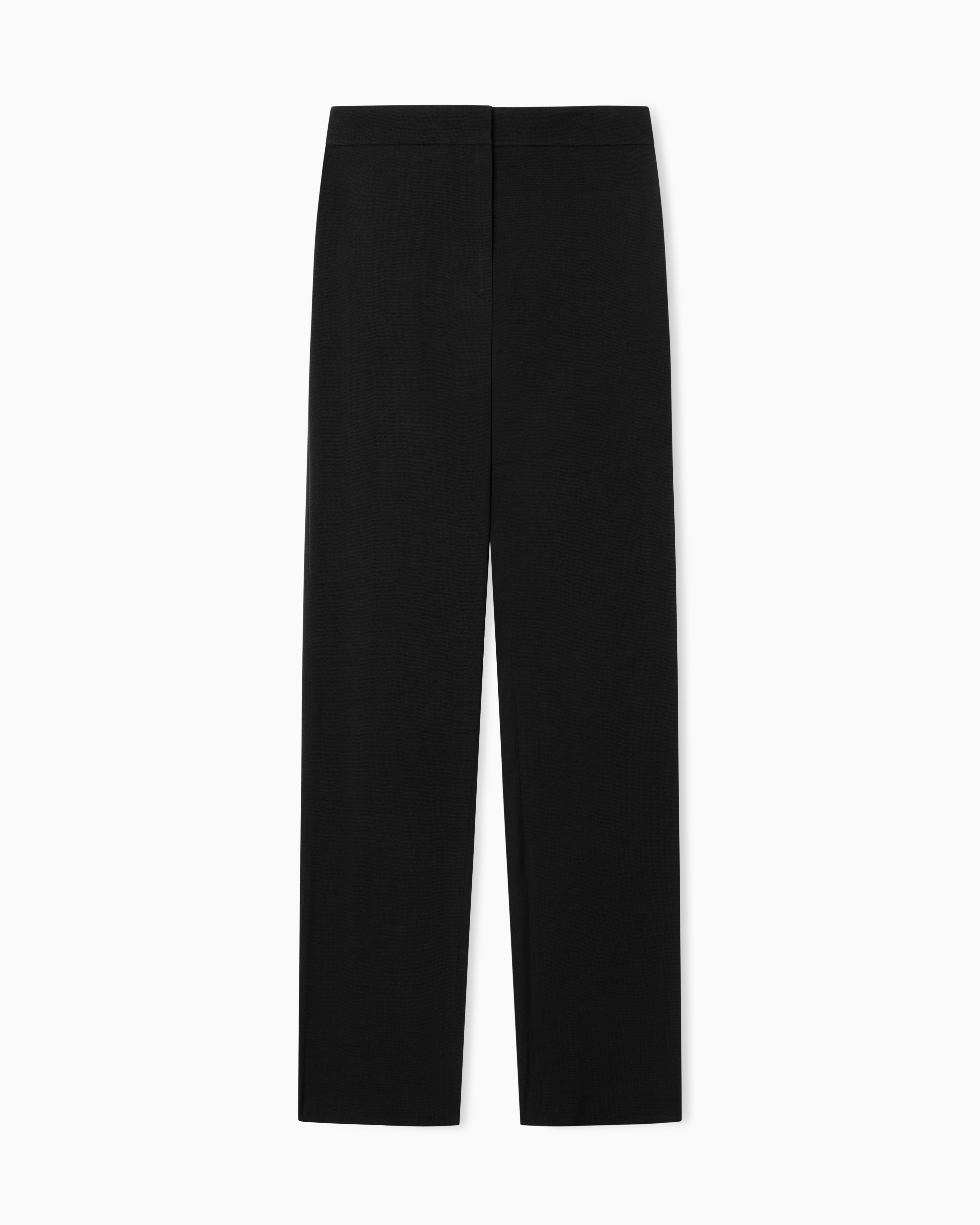 Emporio Armani Black Washed Twill Trousers With Side Crease