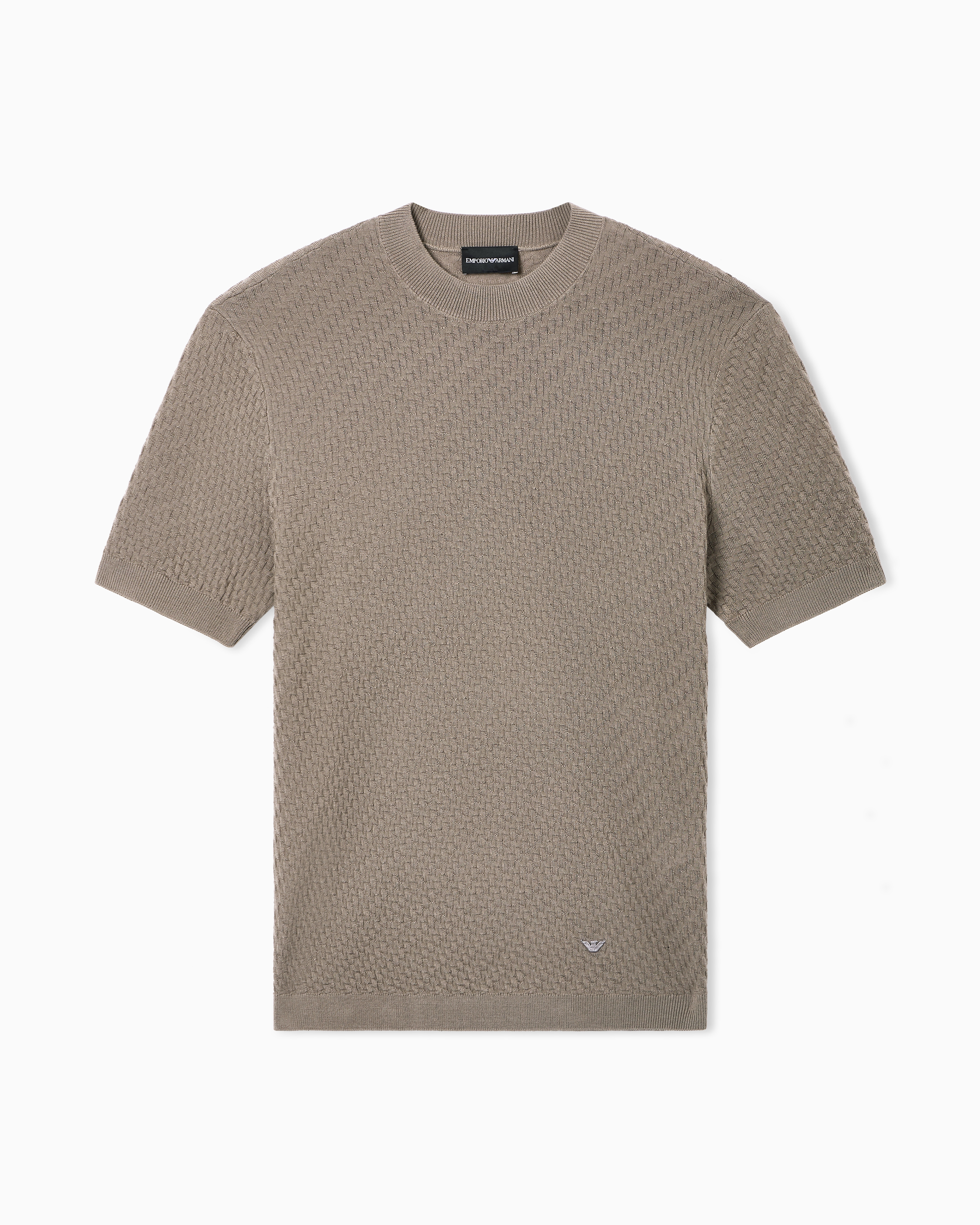 Emporio Armani Beige Textured Virgin-Wool Jumper
