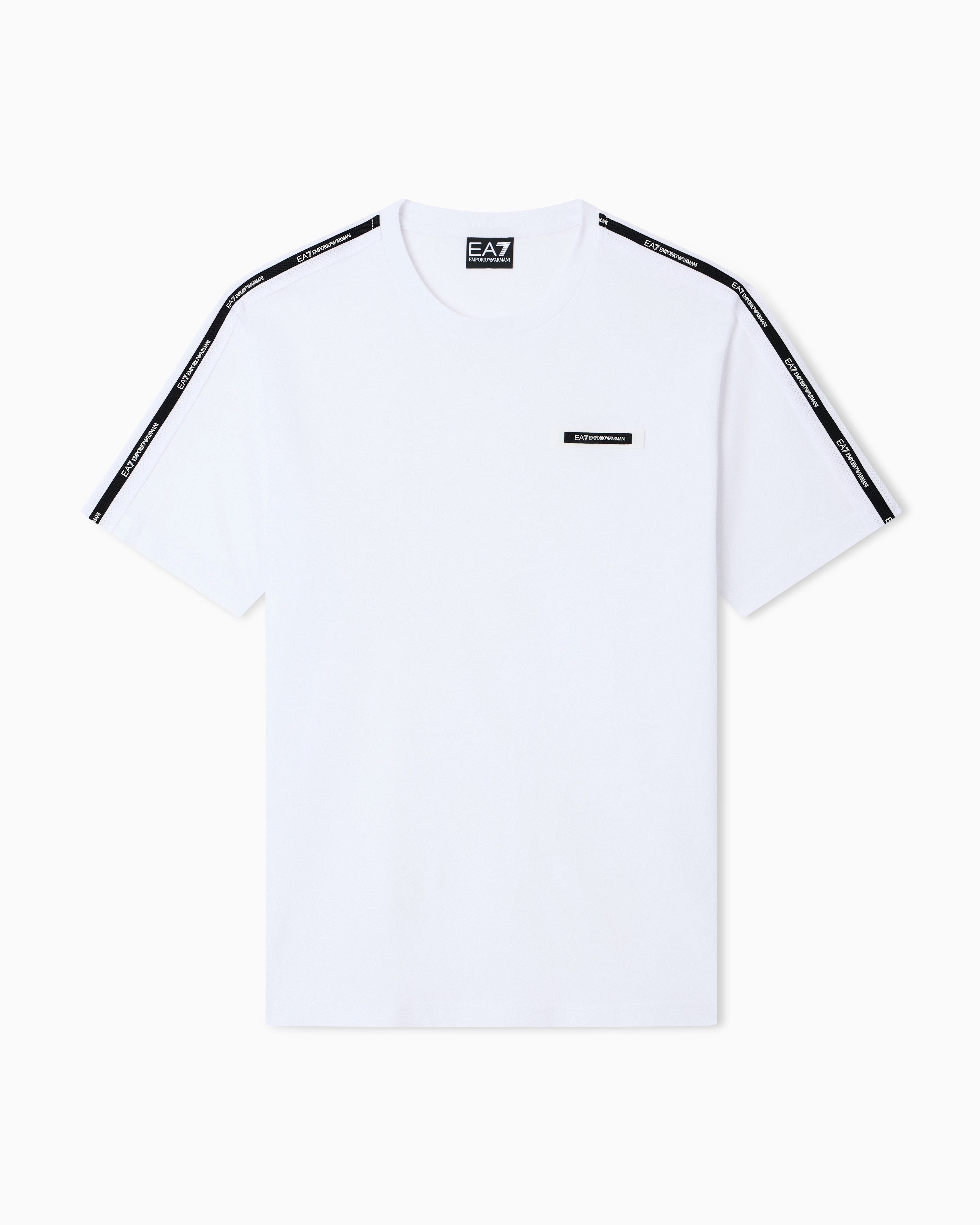 Ea7 White Logo Series Cotton Crew-Neck T-Shirt