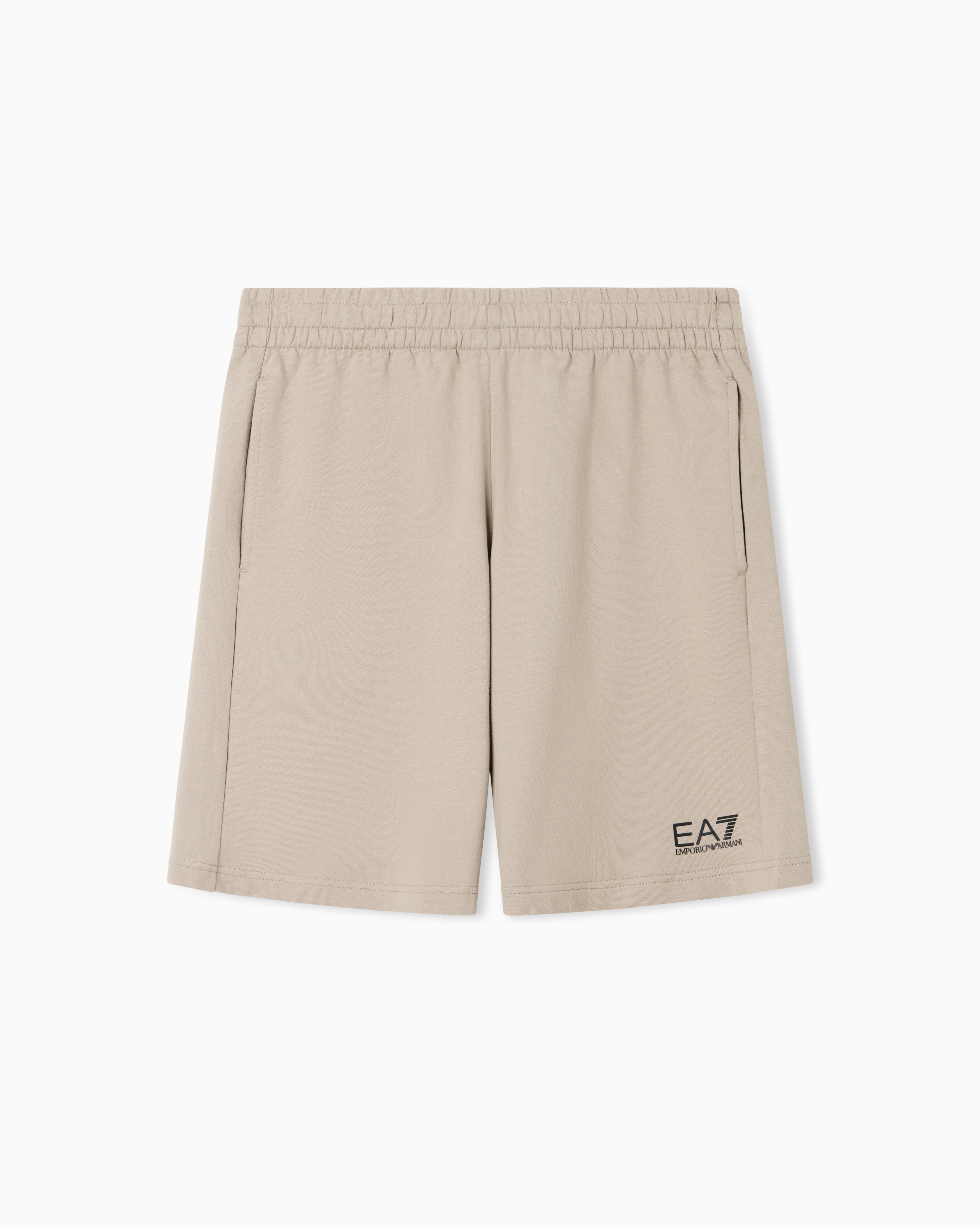 Ea7 Beige Core Identity Cotton Shorts