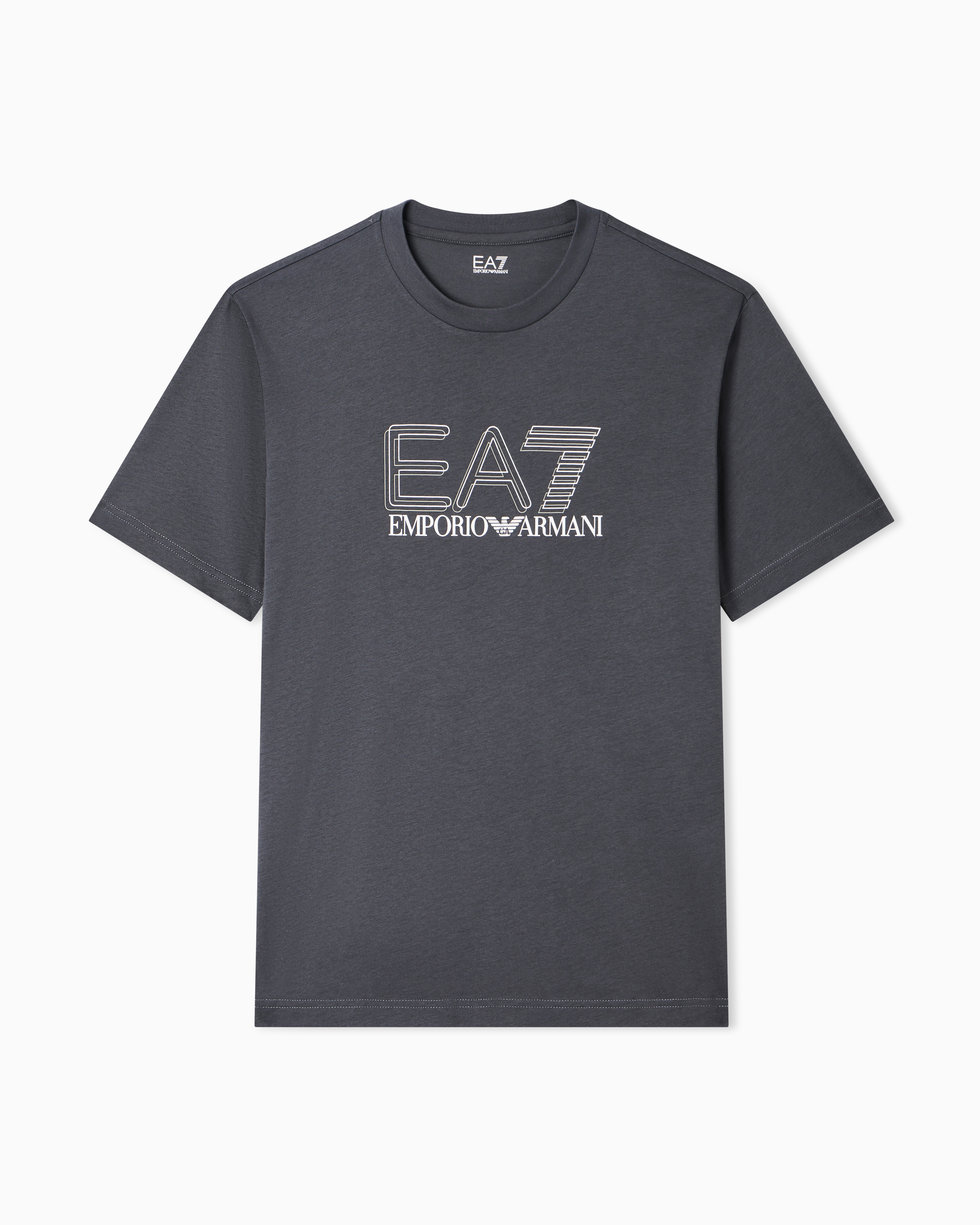 Ea7 Grey Visibility Cotton-Jersey Crew-Neck T-Shirt