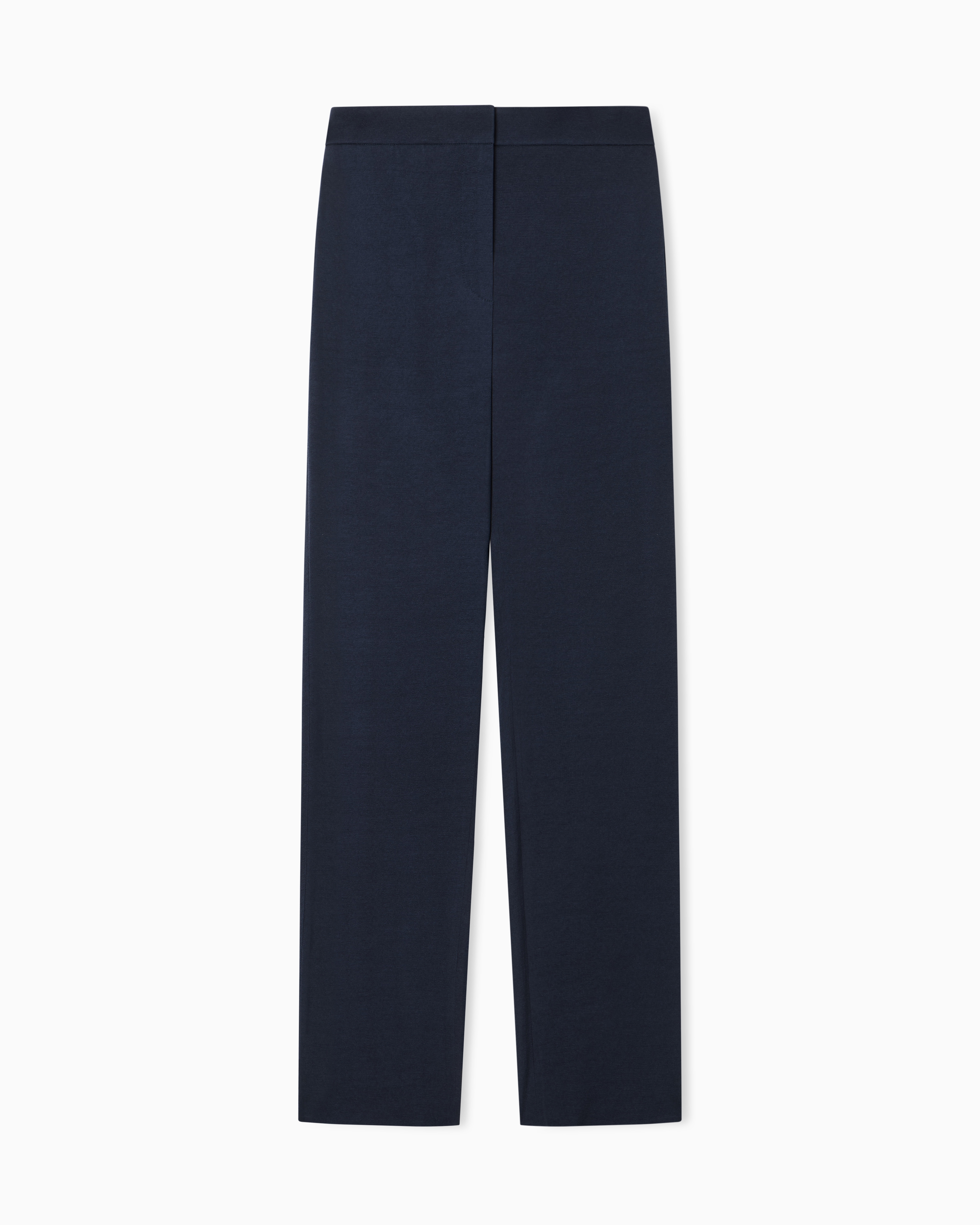 Emporio Armani Blue Washed Twill Trousers With Side Crease