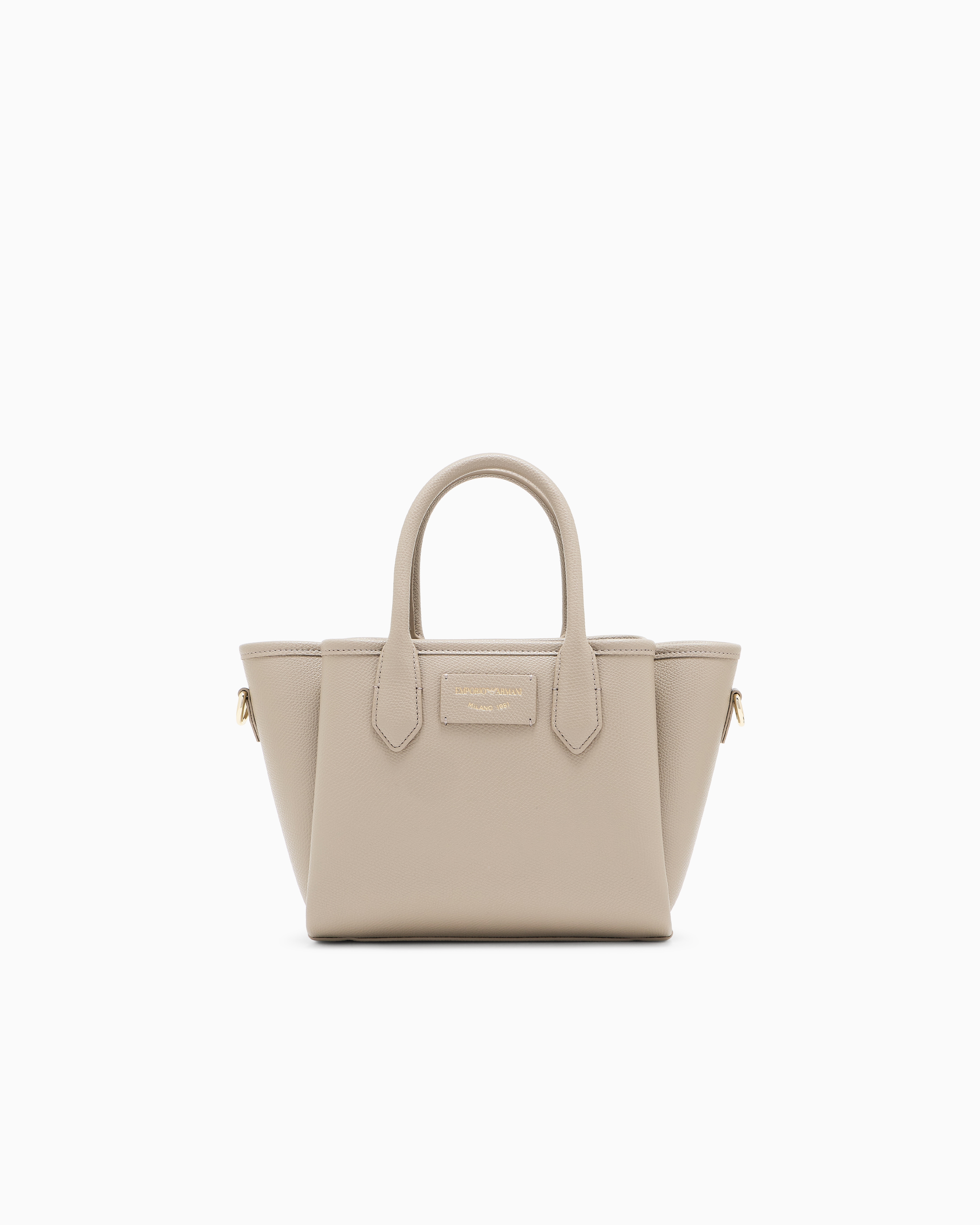 Emporio Armani Beige Small Shopper Bag With Palmellato Finish
