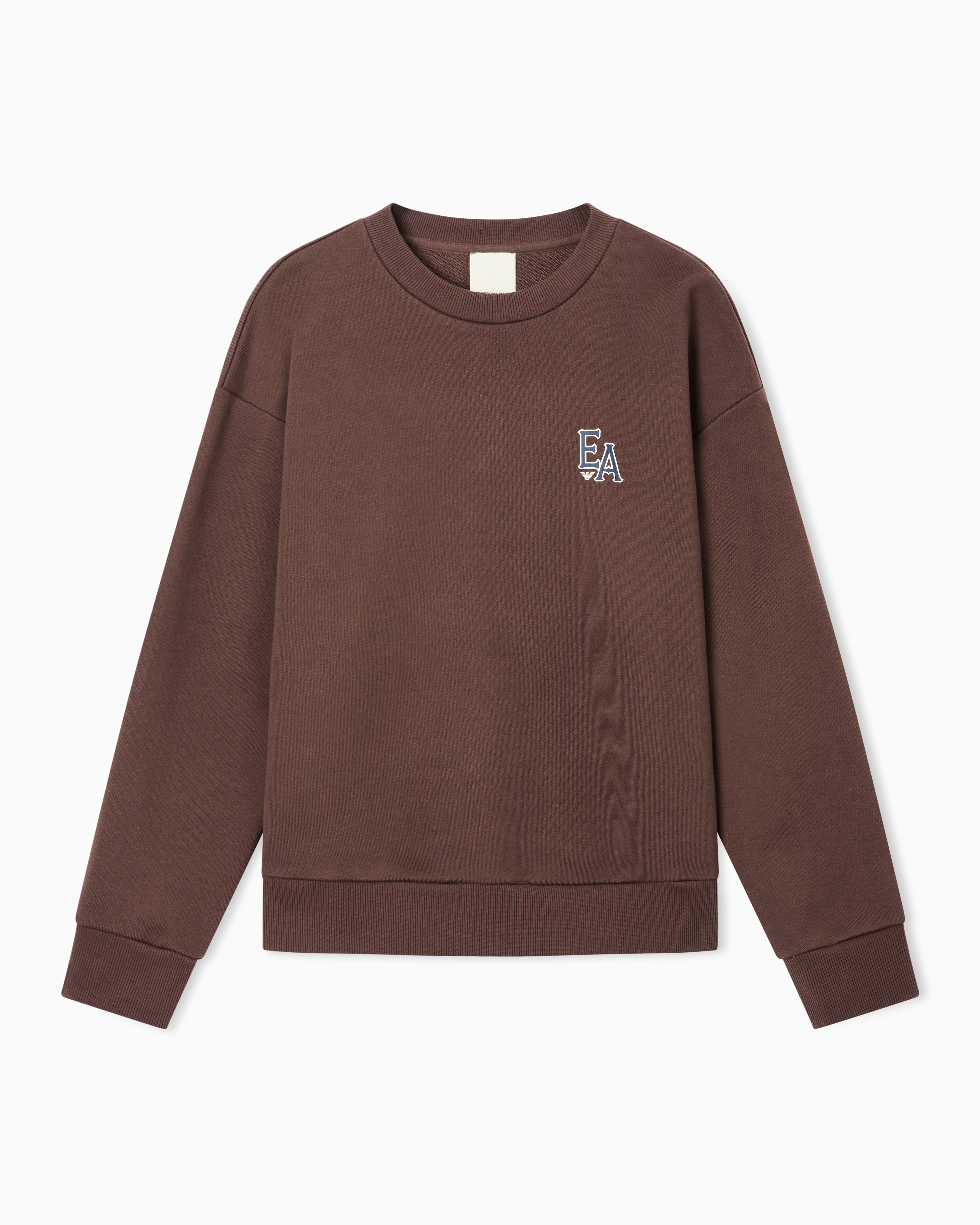 Emporio Armani Brown Eagle Club Organic Jersey Sweatshirt With Print