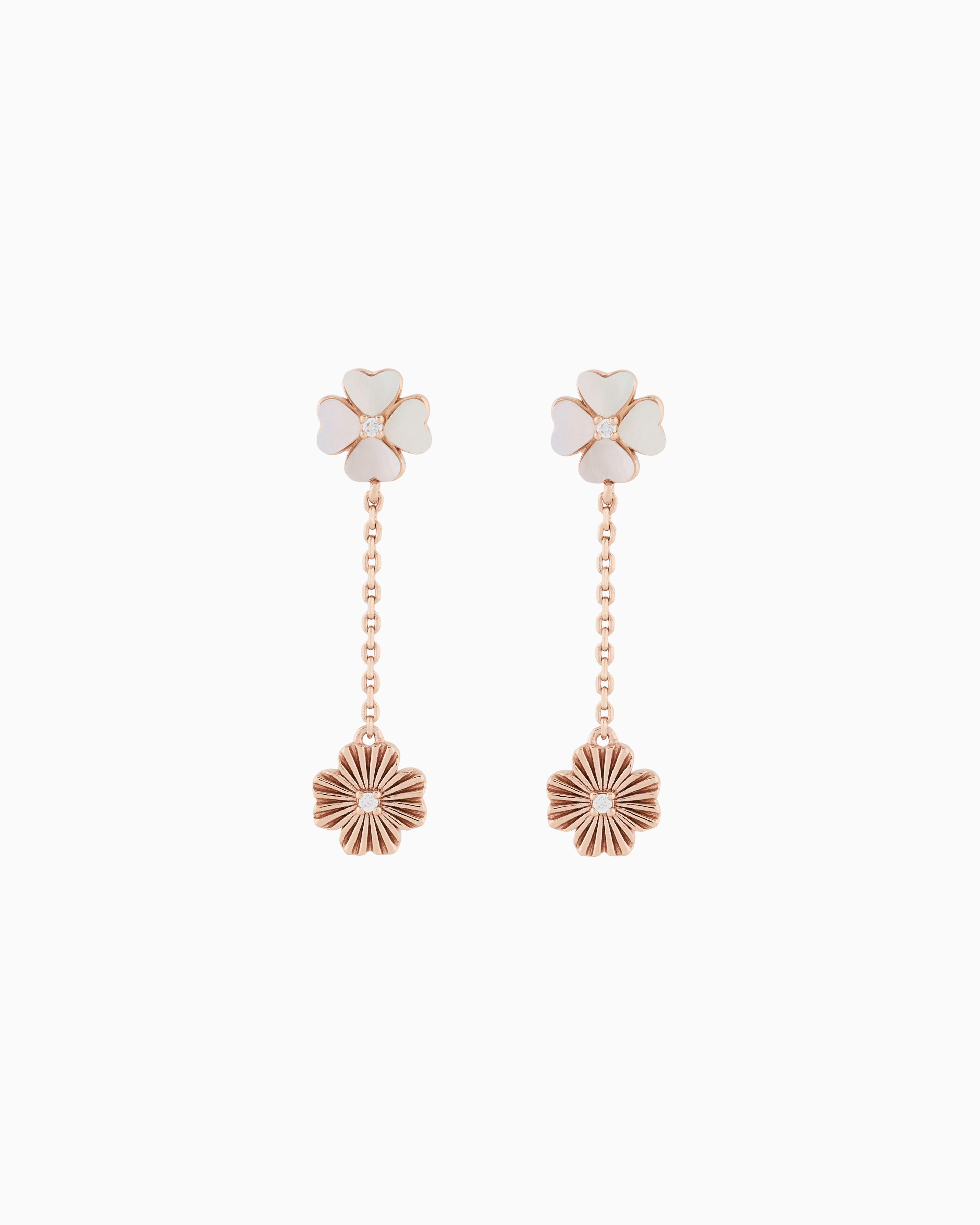 Emporio Armani Multicolored Mother Of Pearl Clover Drop Earrings