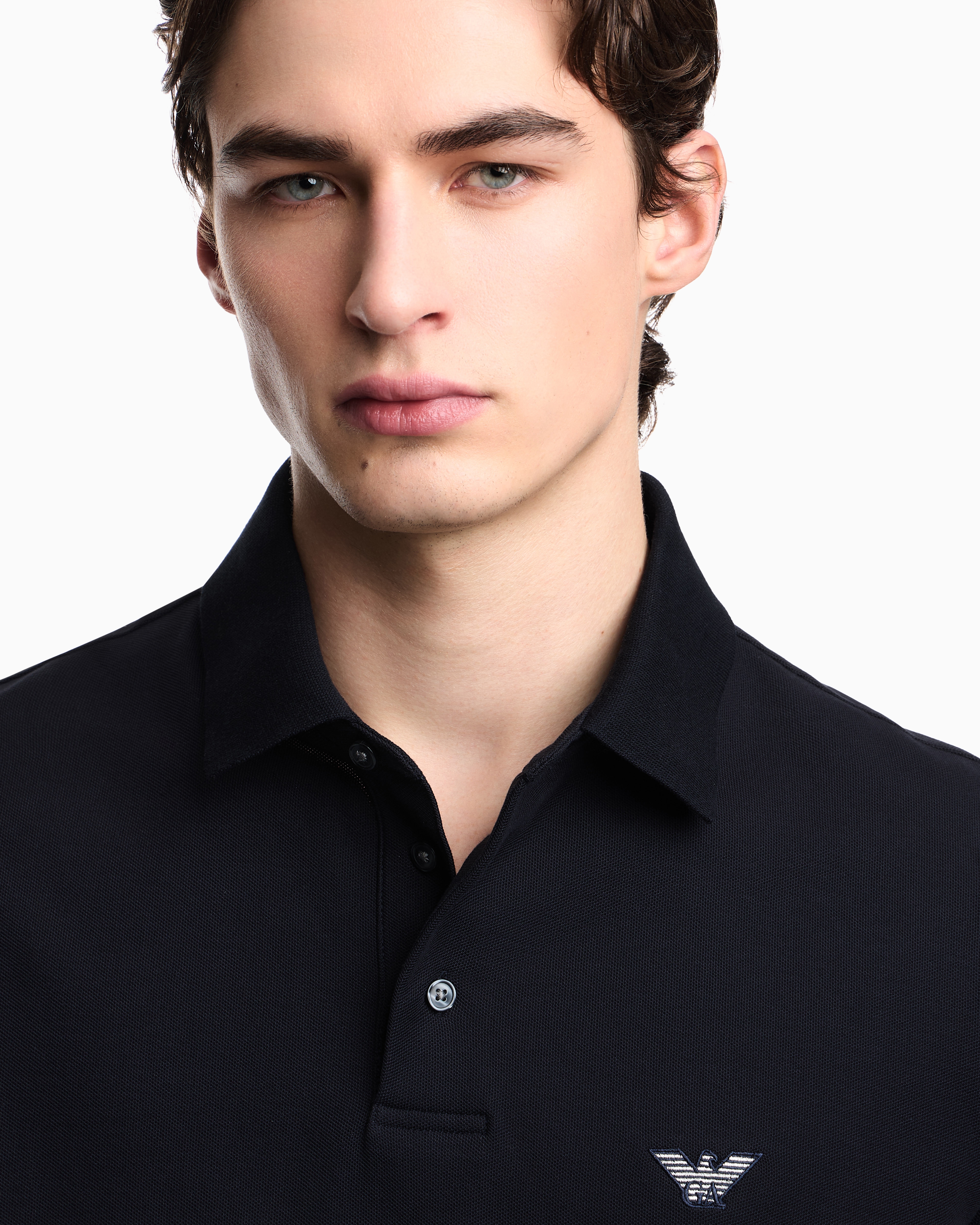Piqué polo shirt with embroidered eagle | Emporio Armani