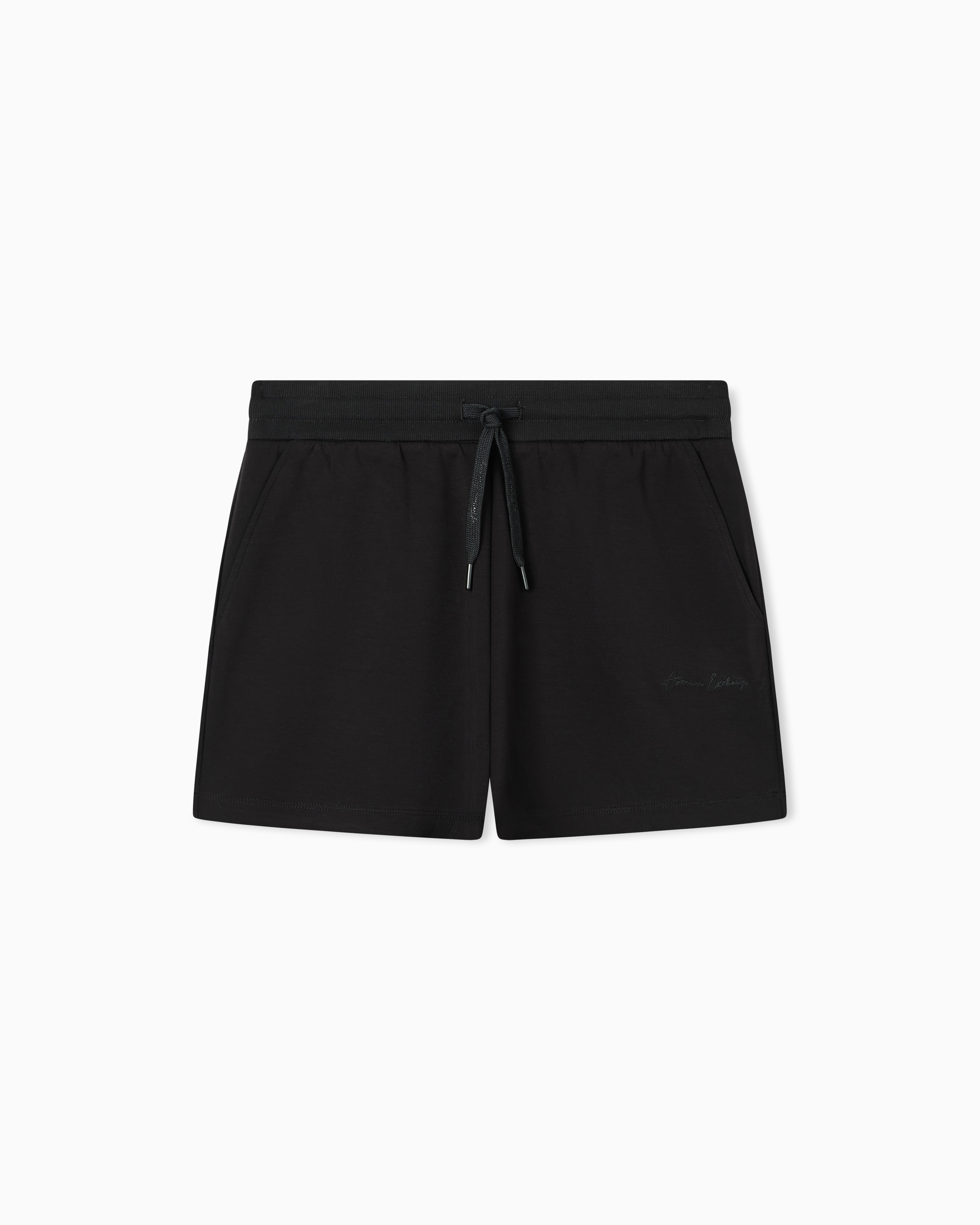 Armani Exchange Black Scuba Fabric Shorts With Lettering Logo