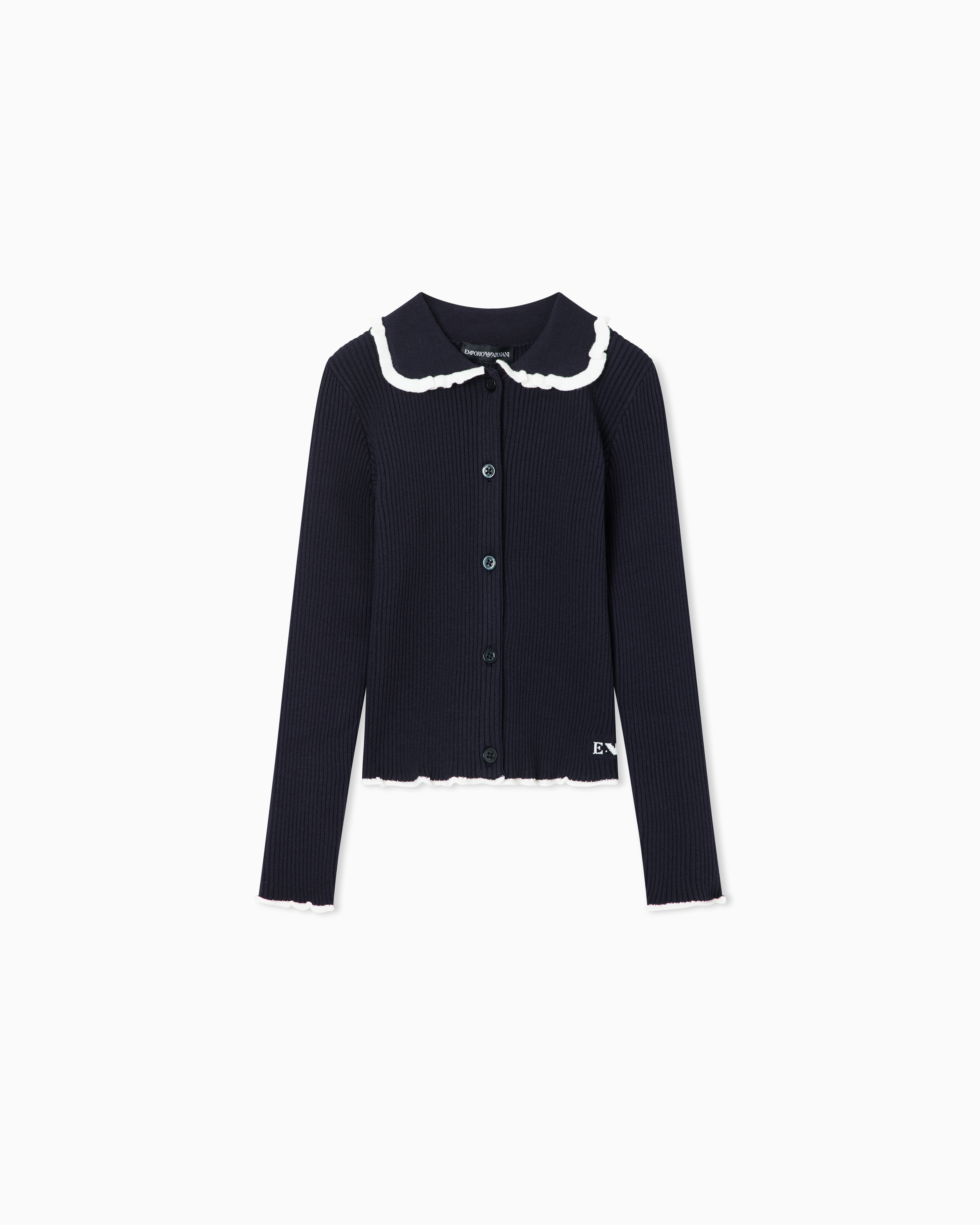 Emporio Armani Cardigan In Maglia A Costine