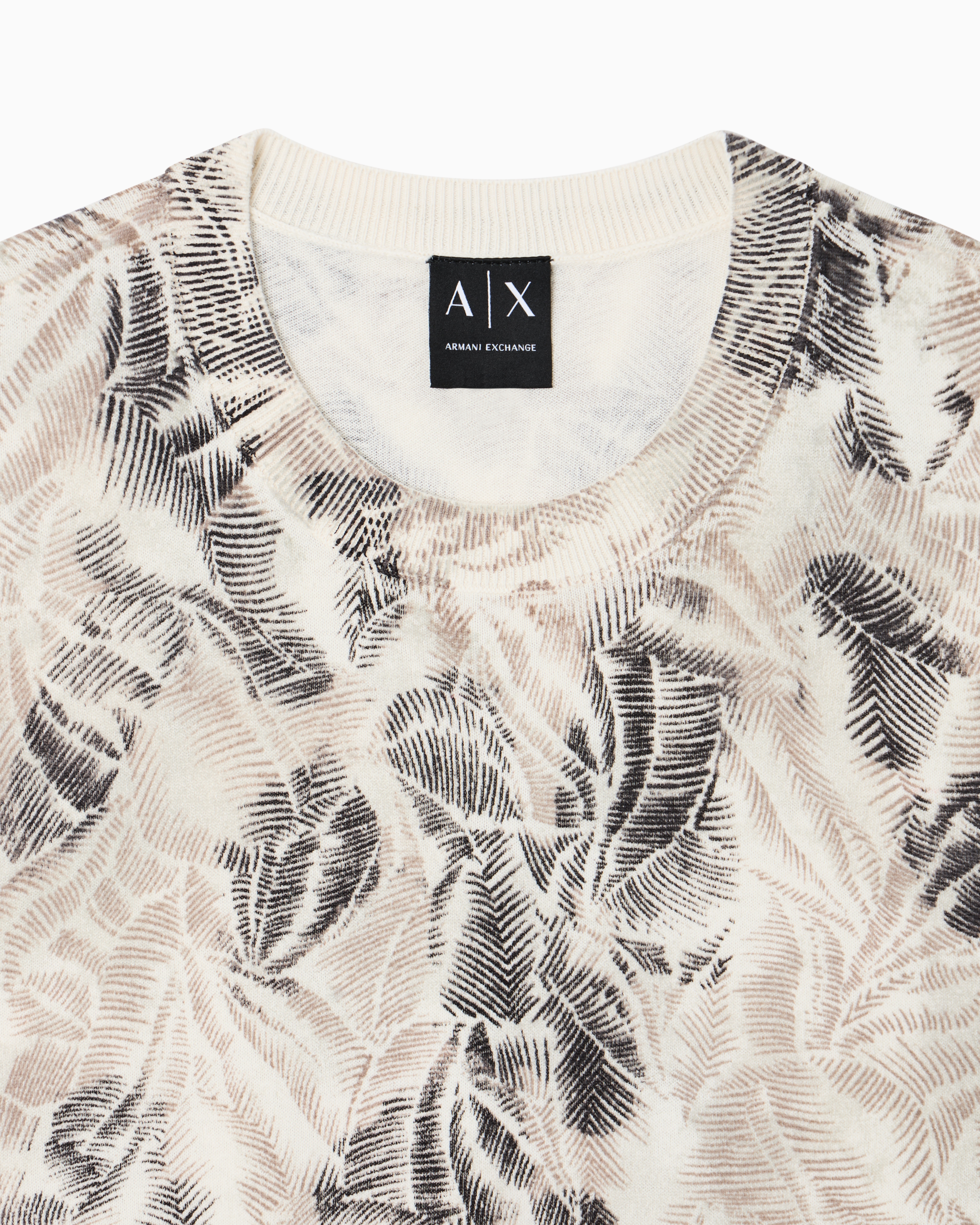 オールオーバーリーフプリント ニットプルオーバー | Armani Exchange