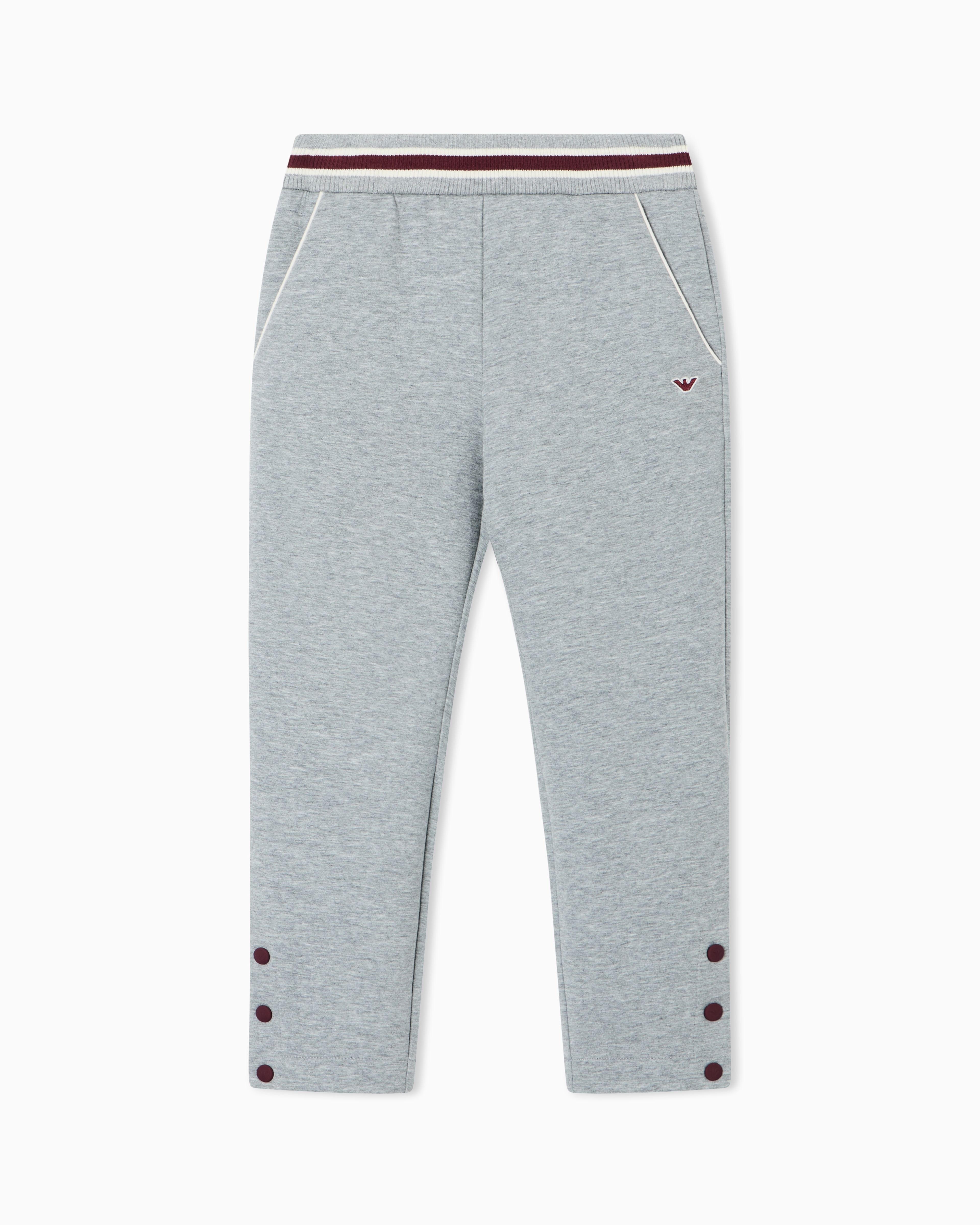 Emporio Armani Women's Grey Double Jersey Sweatpants With A Striped Ribbed Waistband