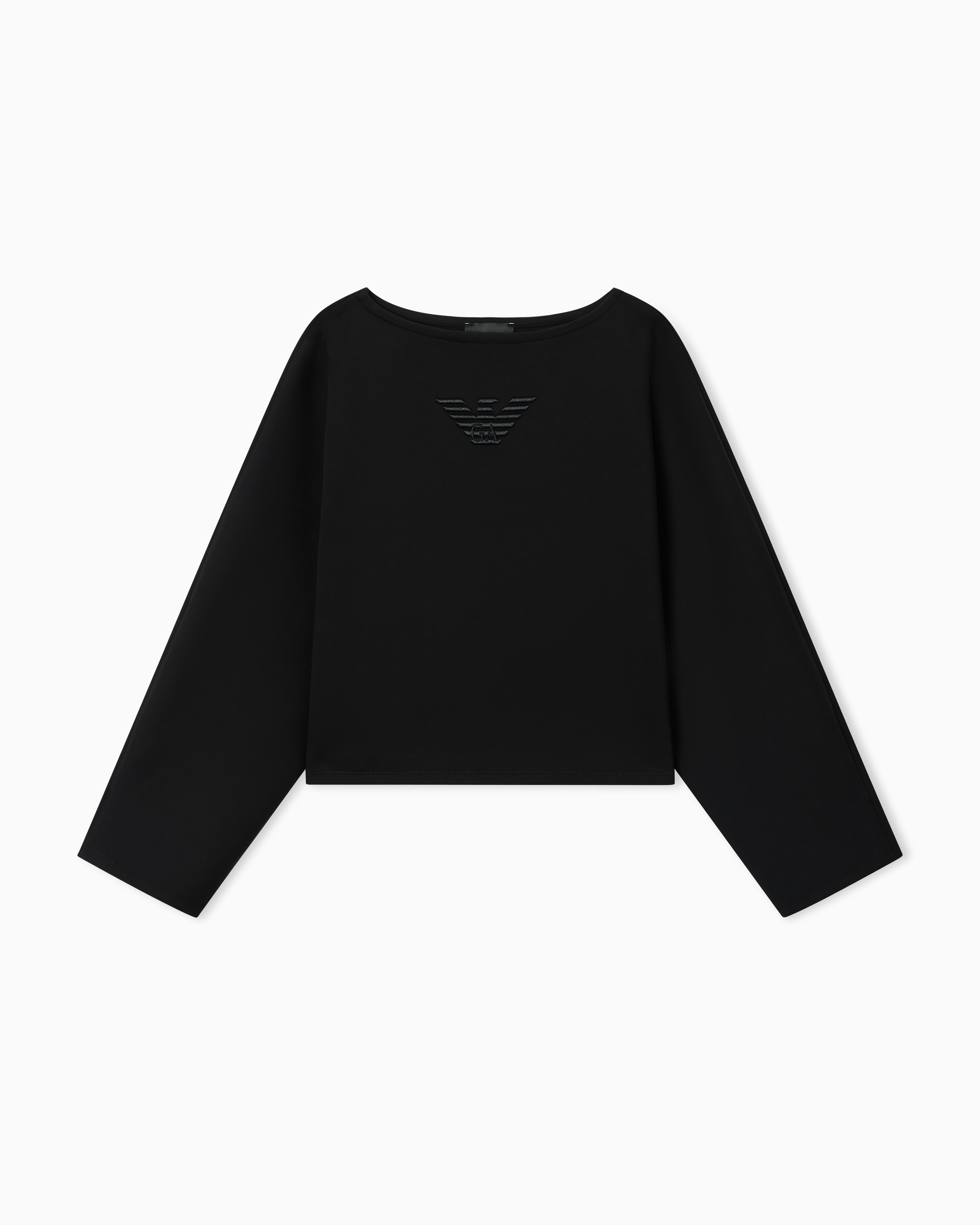 Emporio Armani Stretch Double Jersey Sweatshirt In Black