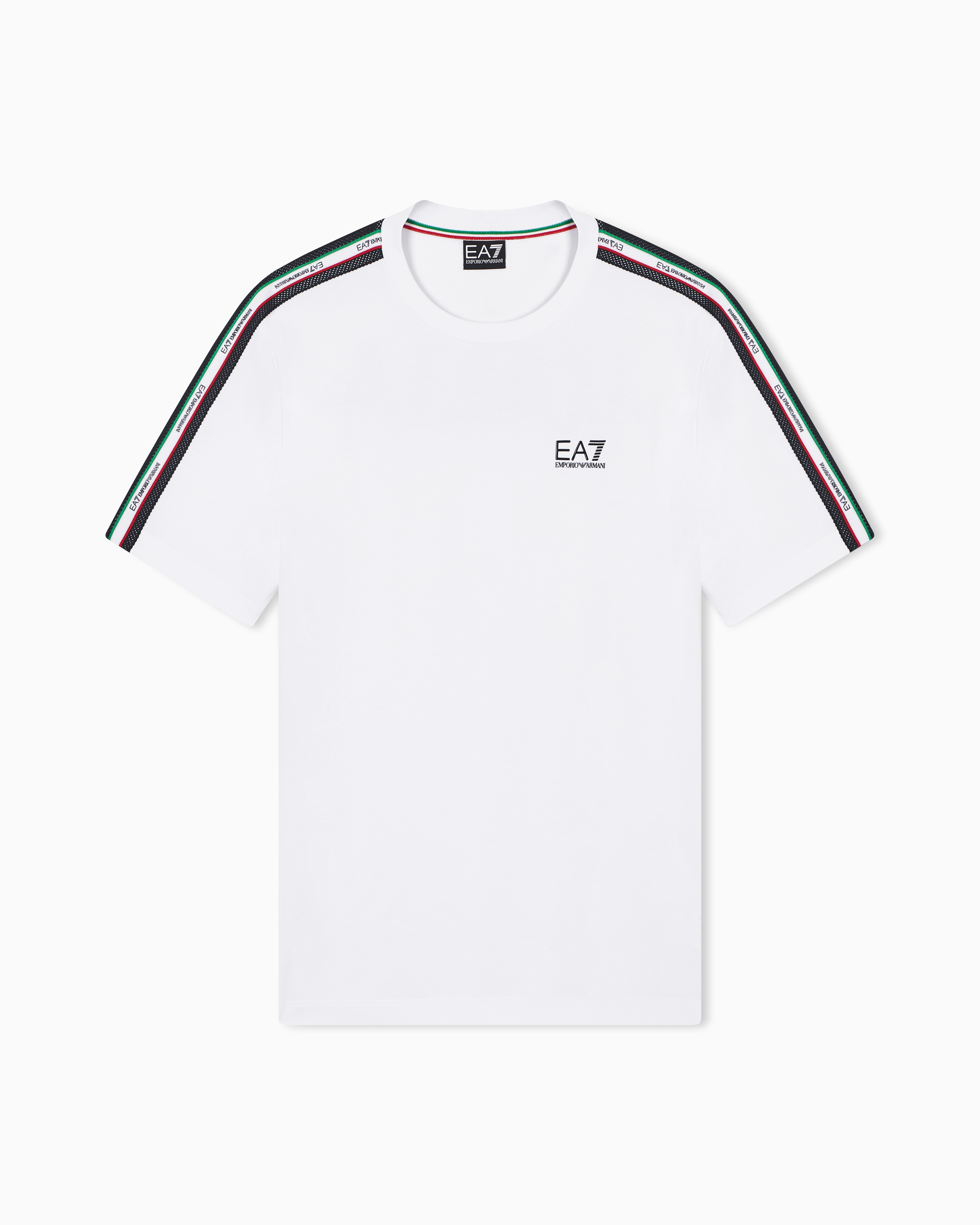 Ea7 White Italian Spirit Cotton-Jersey Crew-Neck T-Shirt